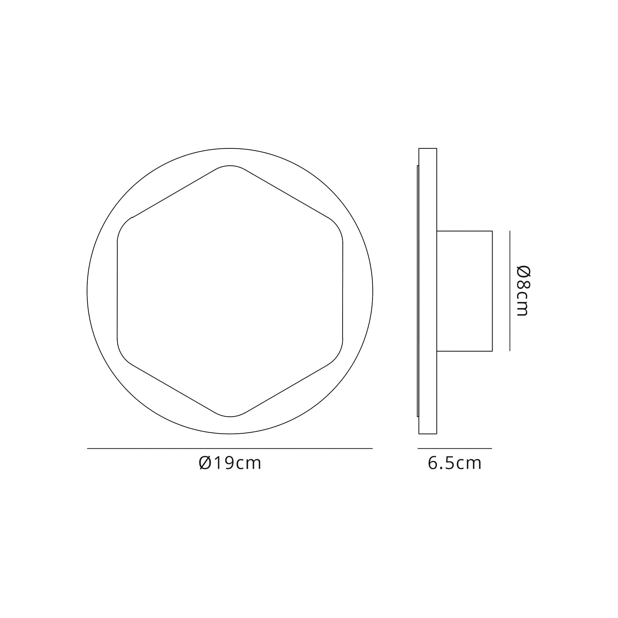 Fabula Kingsley Magnetic Base LED Wall Lamp - 15cm Vertical Hexagonal / 19cm Round - Central - Coffee & Acrylic Frosted Diffuser