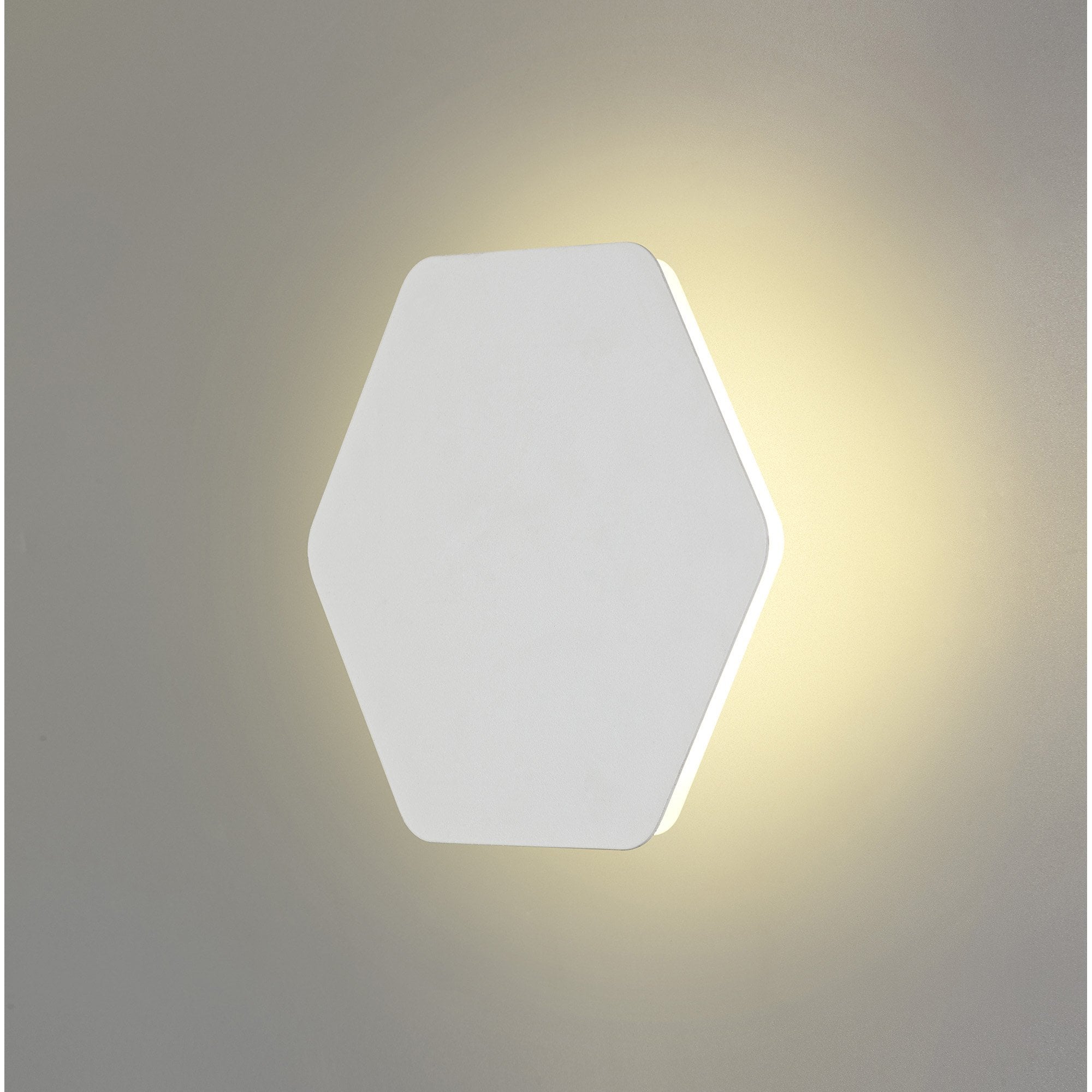 Fabula Kingsley Magnetic Base LED Wall Lamp - 20/19cm Horizontal Hexagonal - Central - Sand White & Acrylic Frosted Diffuser