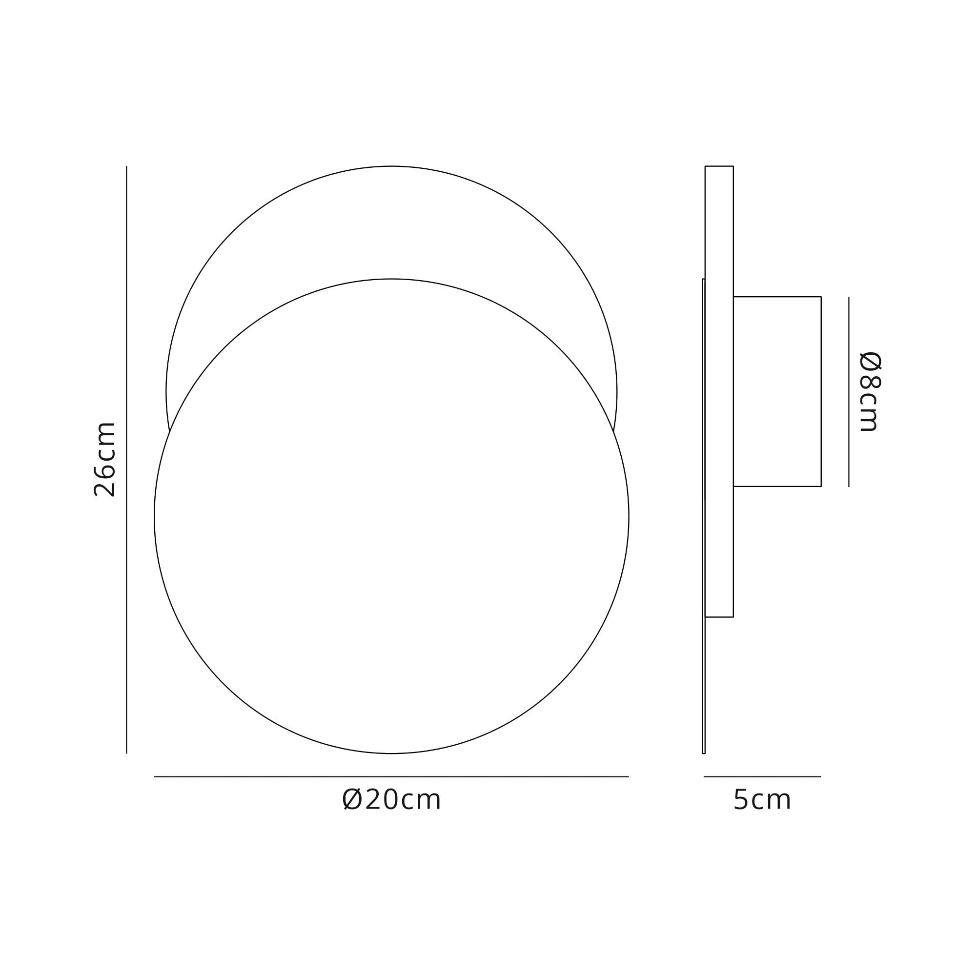 Fabula Kingsley Magnetic Base LED Wall Lamp - 20/19cm Round - Bottom Offset - Sand White & Acrylic Frosted Diffuser