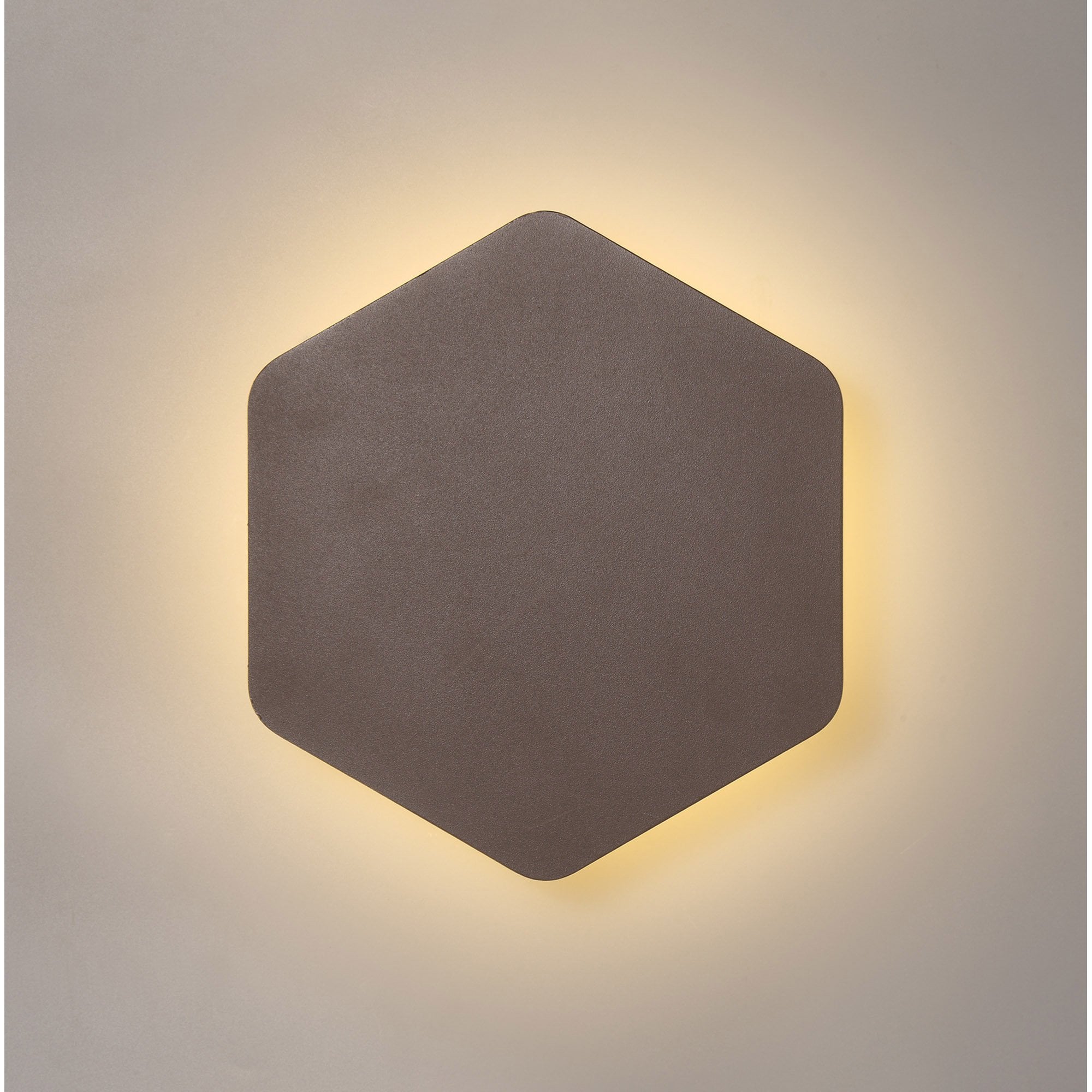 Fabula Kingsley Magnetic Base LED Wall Lamp - 20/19cm Vertical Hexagonal - Central - Coffee & Acrylic Frosted Diffuser