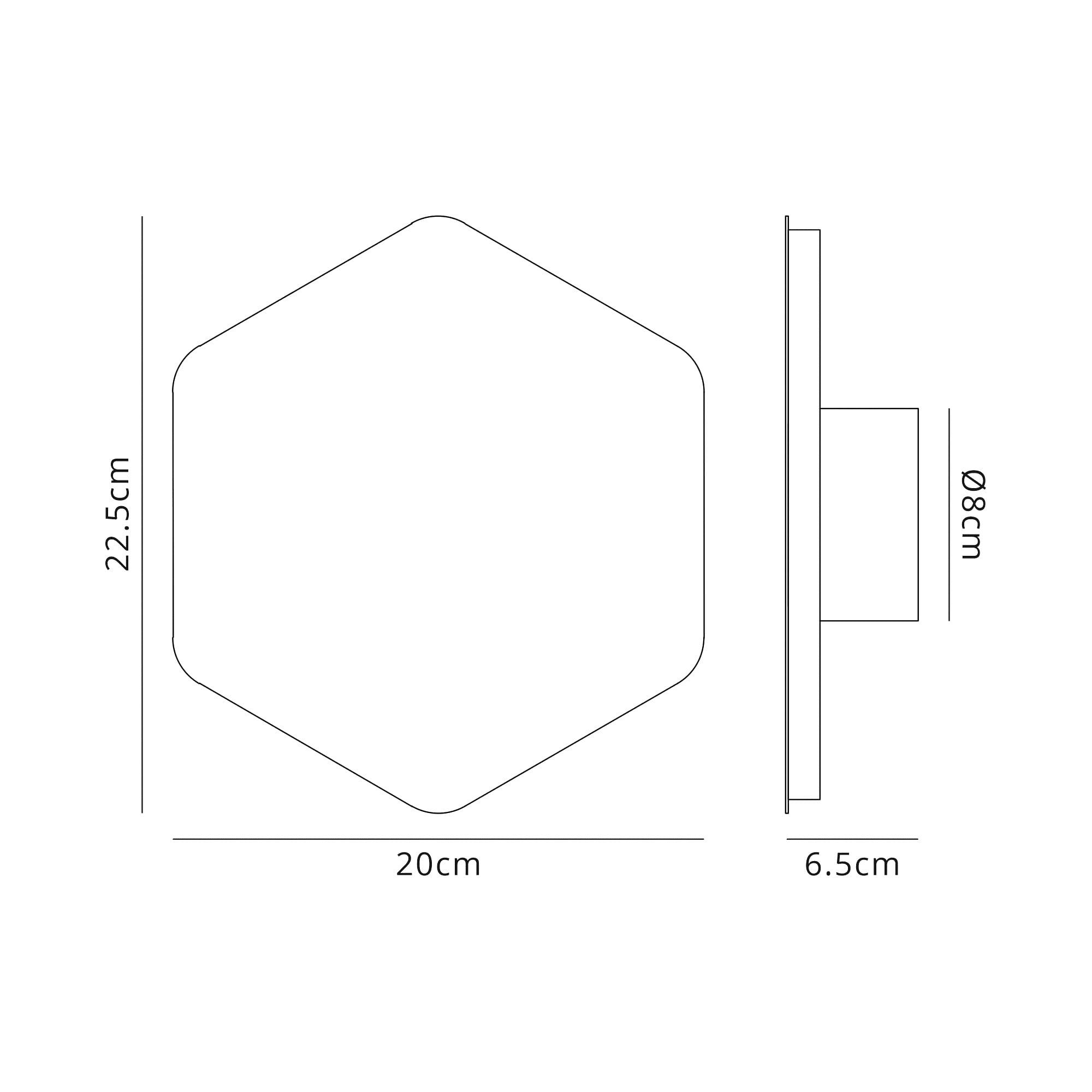 Fabula Kingsley Magnetic Base LED Wall Lamp - 20/19cm Vertical Hexagonal - Central - Sand White & Acrylic Frosted Diffuser