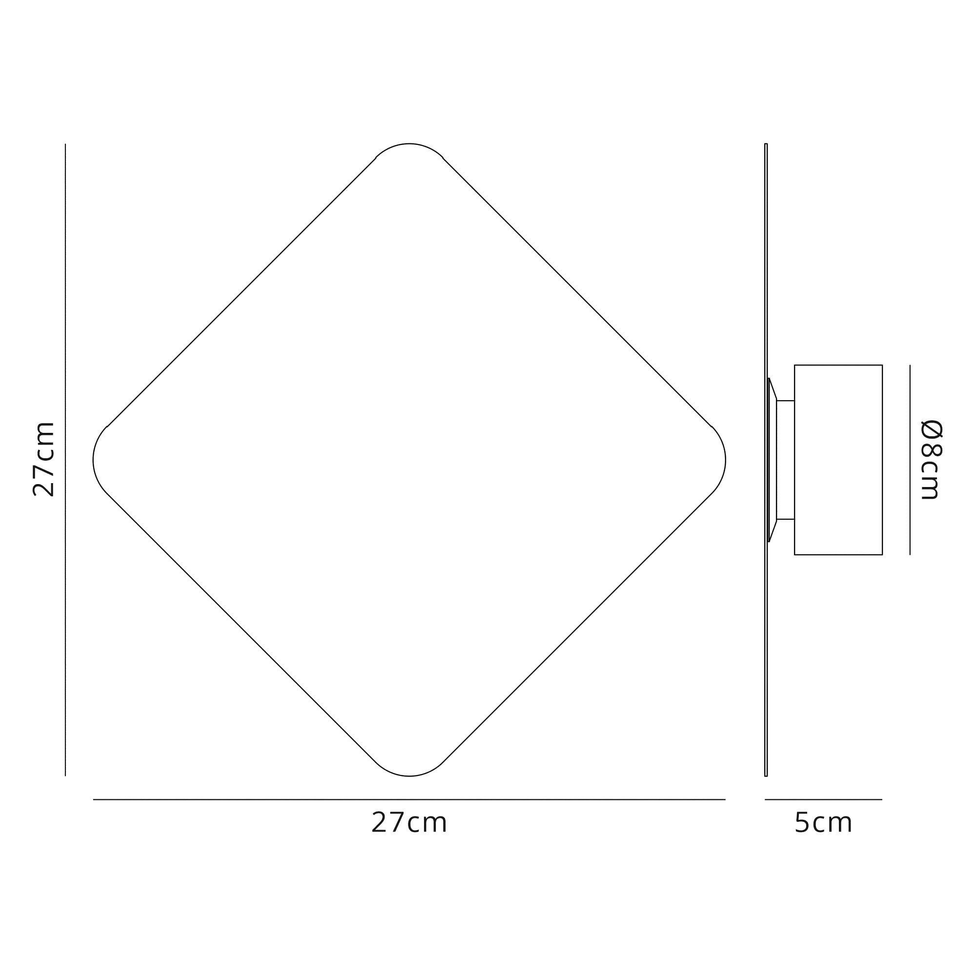 Fabula Kingsley Magnetic Base LED Wall Lamp - 20cm Diamond - Coffee