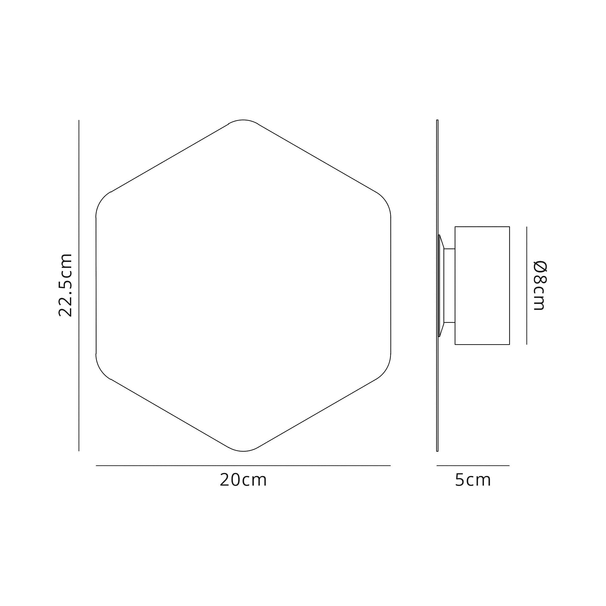 Fabula Kingsley Magnetic Base LED Wall Lamp - 20cm Vertical Hexagonal - Coffee