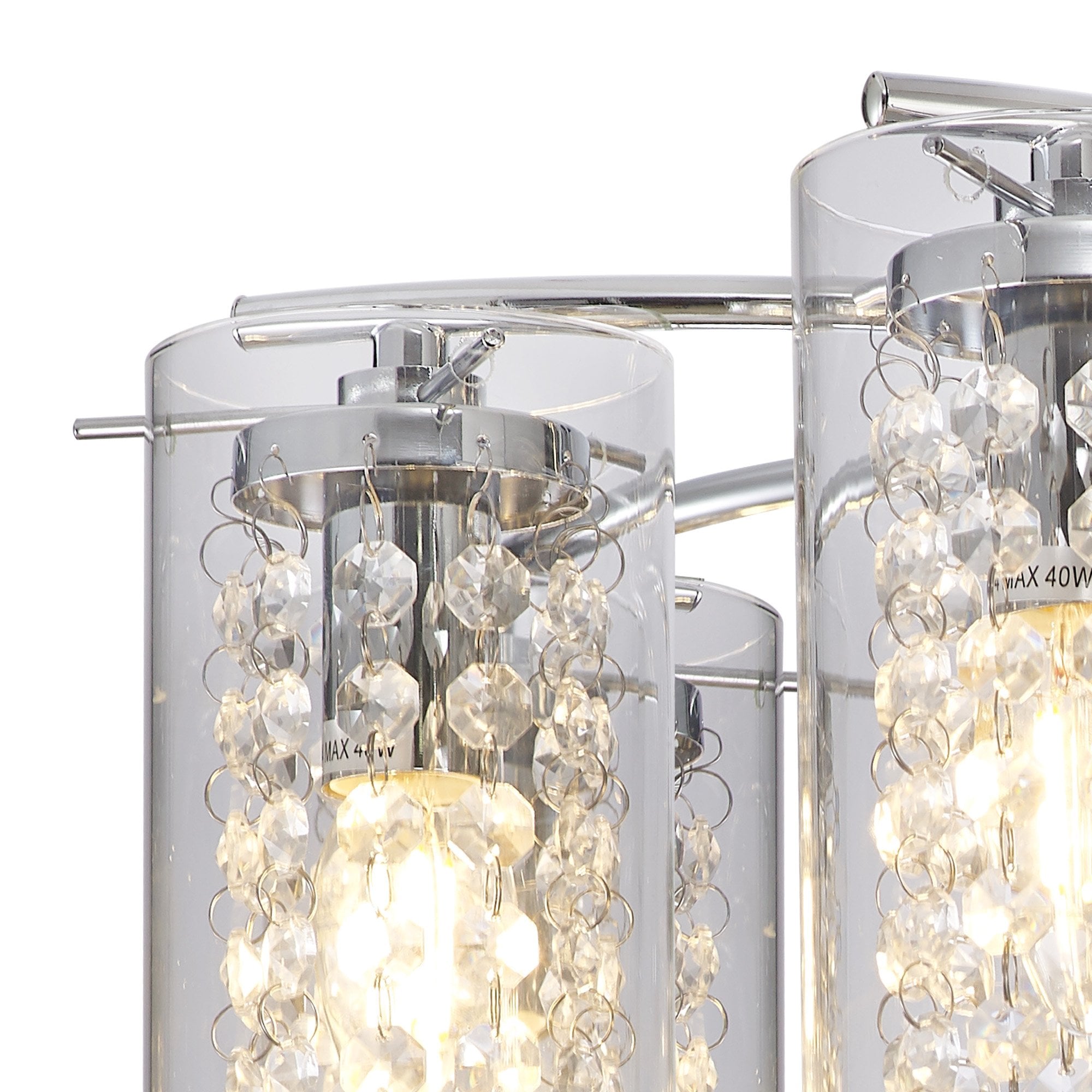 Fabula Langley 8 Light Semi-Flush Light - Polished Chrome, Crystal & Glass