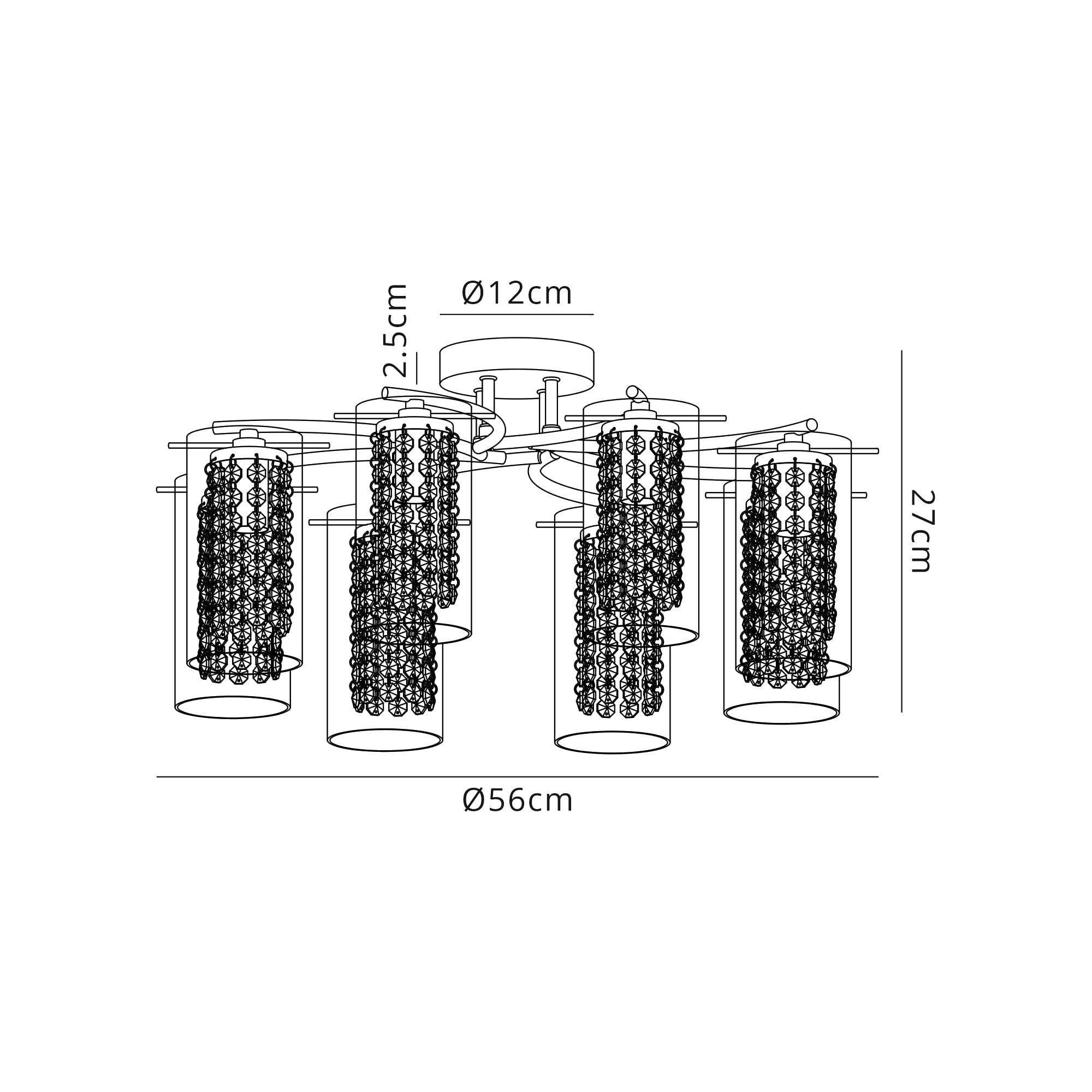 Fabula Langley 8 Light Semi-Flush Light - Polished Chrome, Crystal & Glass