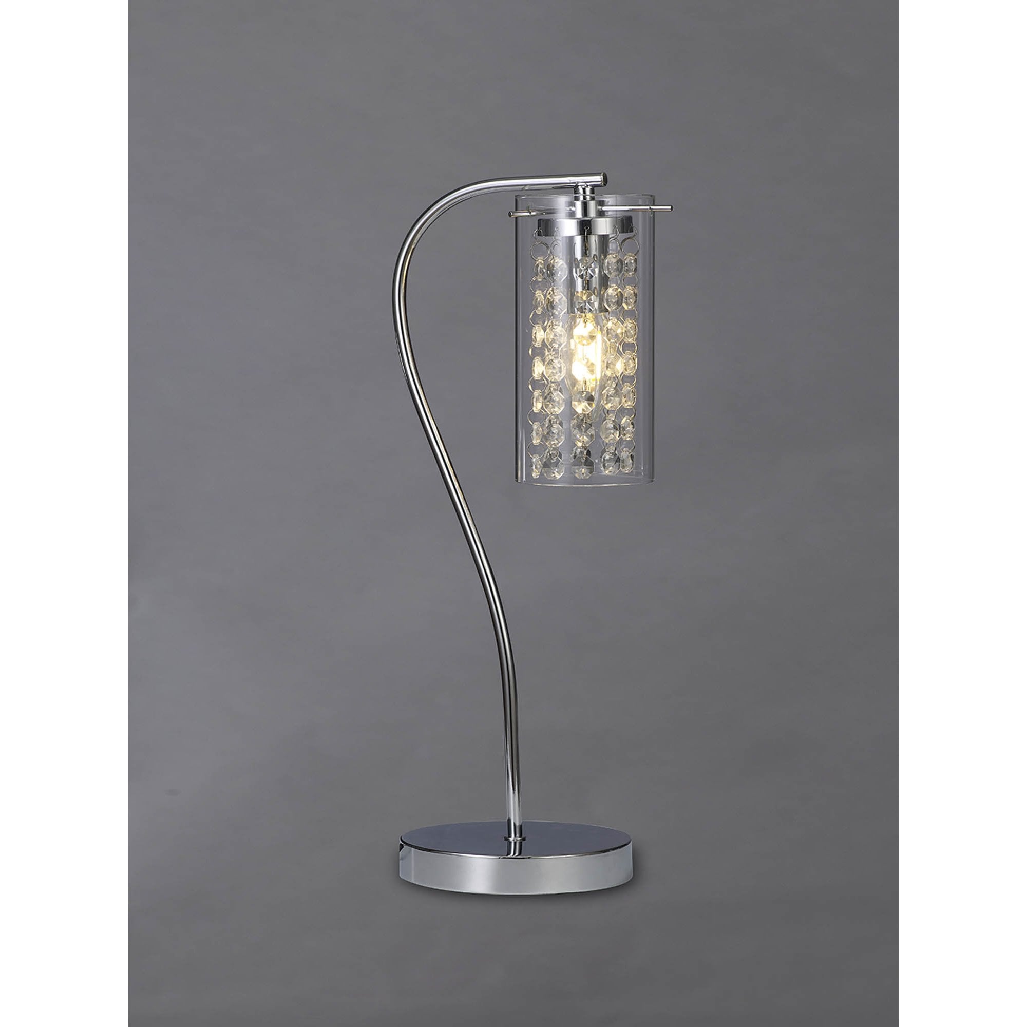 Fabula Langley Single Table Lamp - Polished Chrome, Crystal & Glass