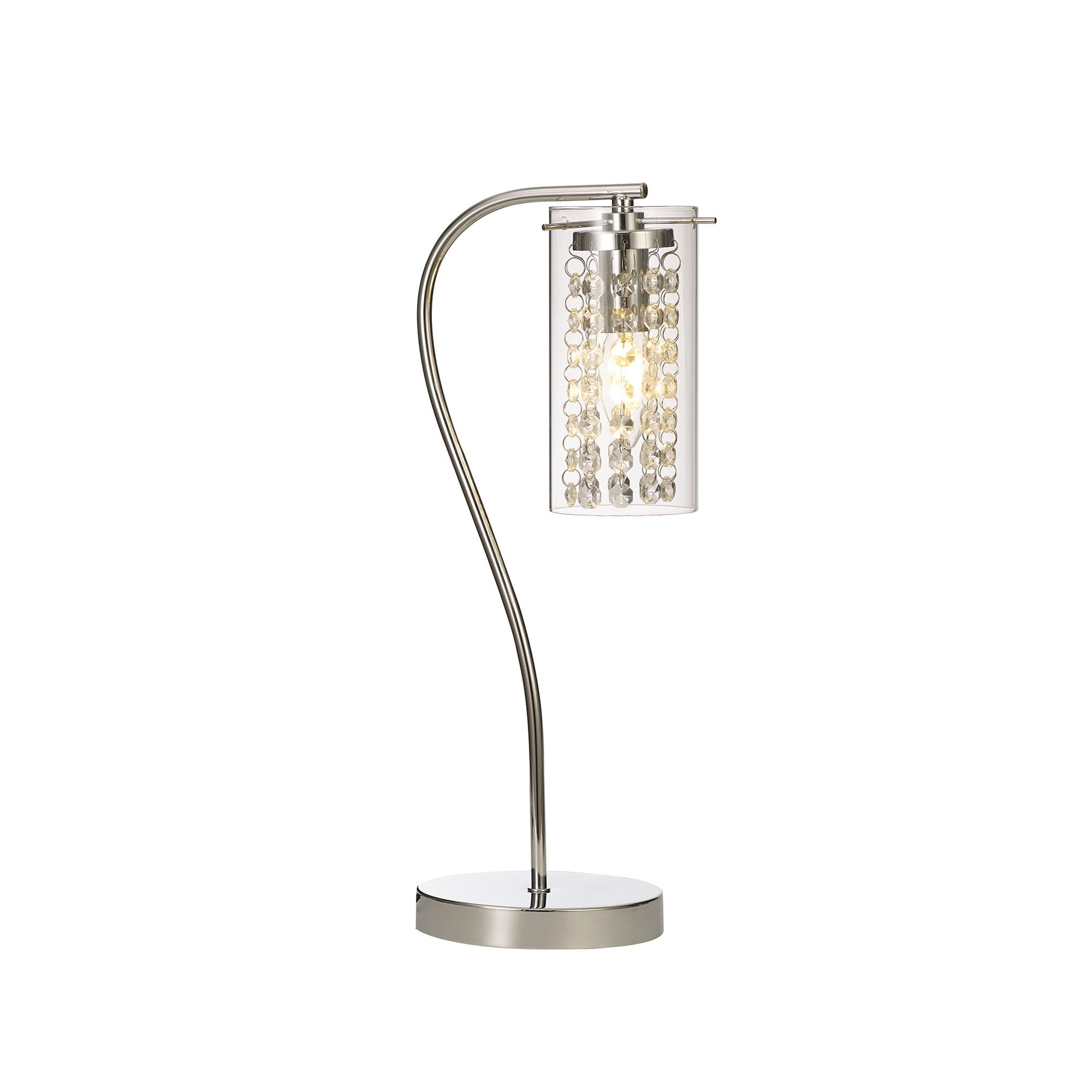 Fabula Langley Single Table Lamp - Polished Chrome, Crystal & Glass