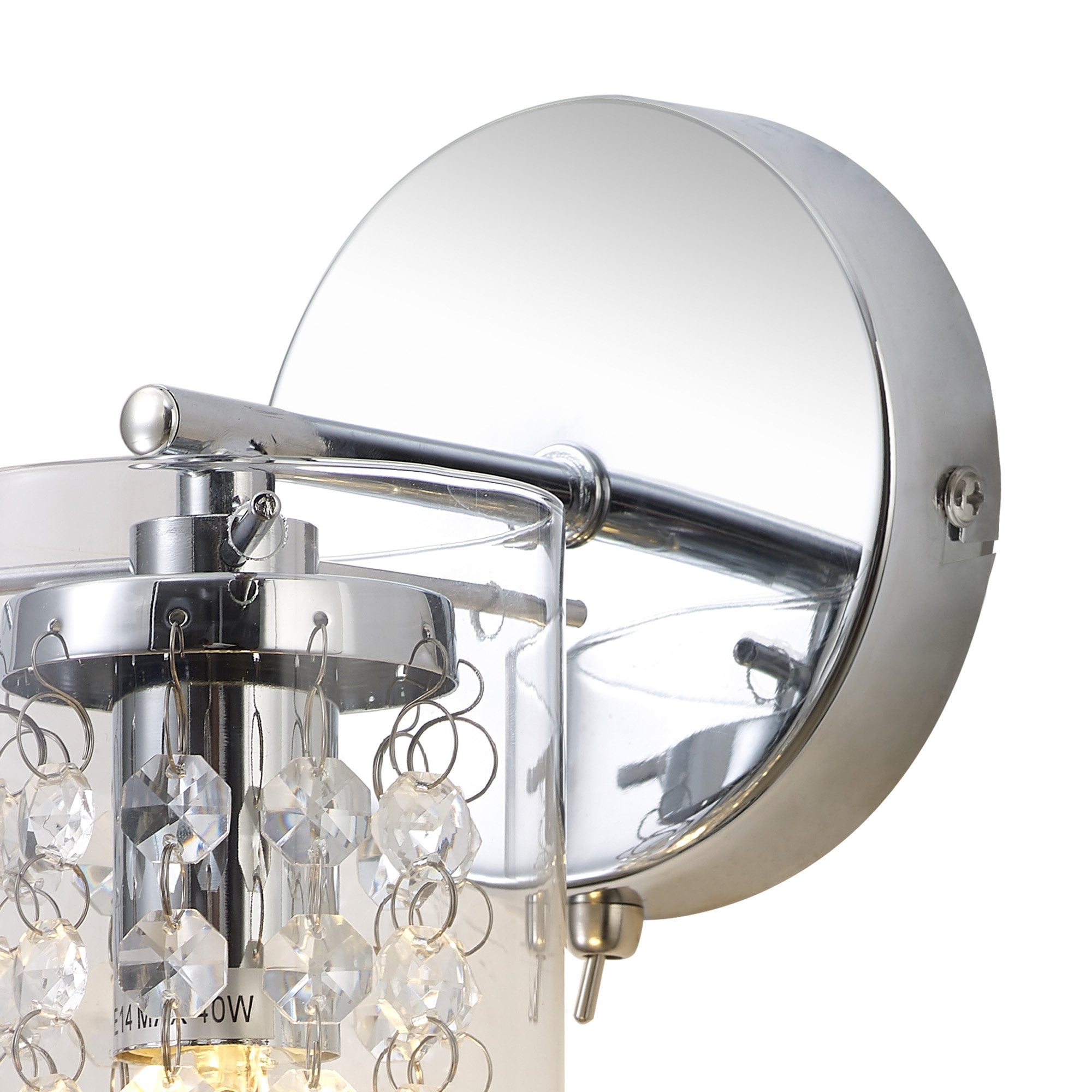 Fabula Langley Single Wall Lamp - Polished Chrome, Crystal & Glass