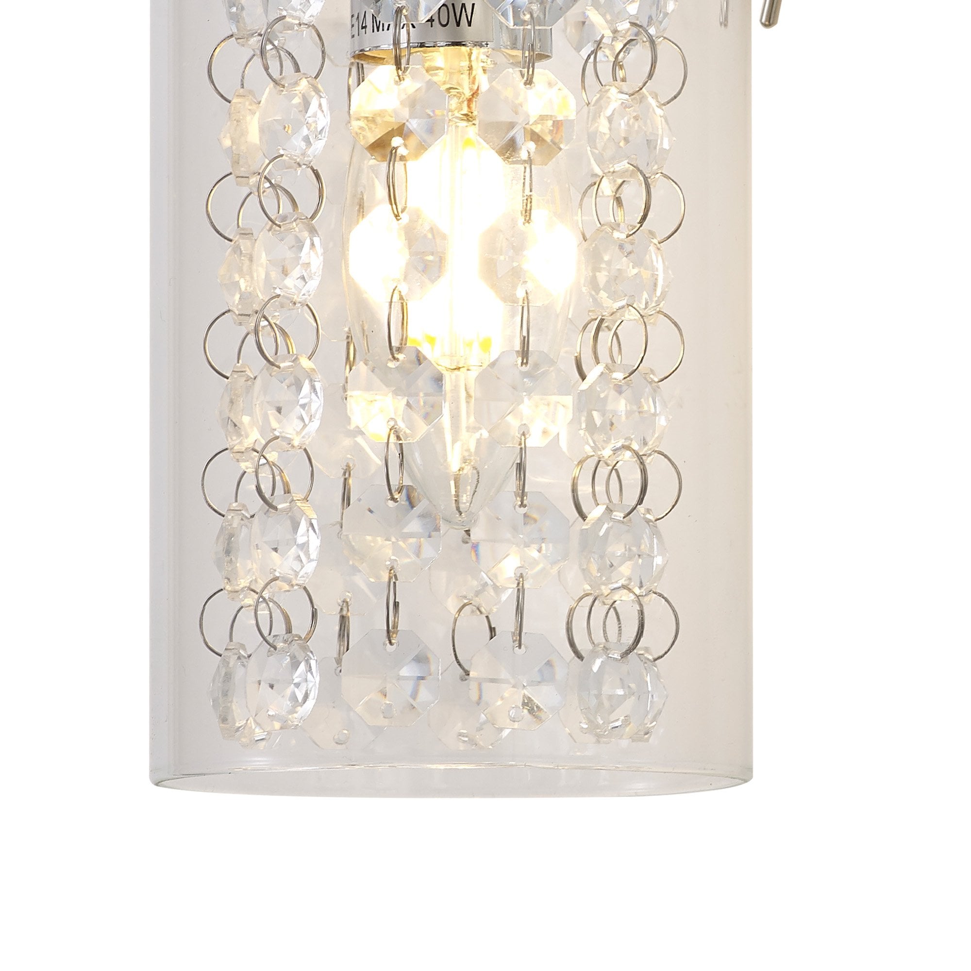 Fabula Langley Single Wall Lamp - Polished Chrome, Crystal & Glass