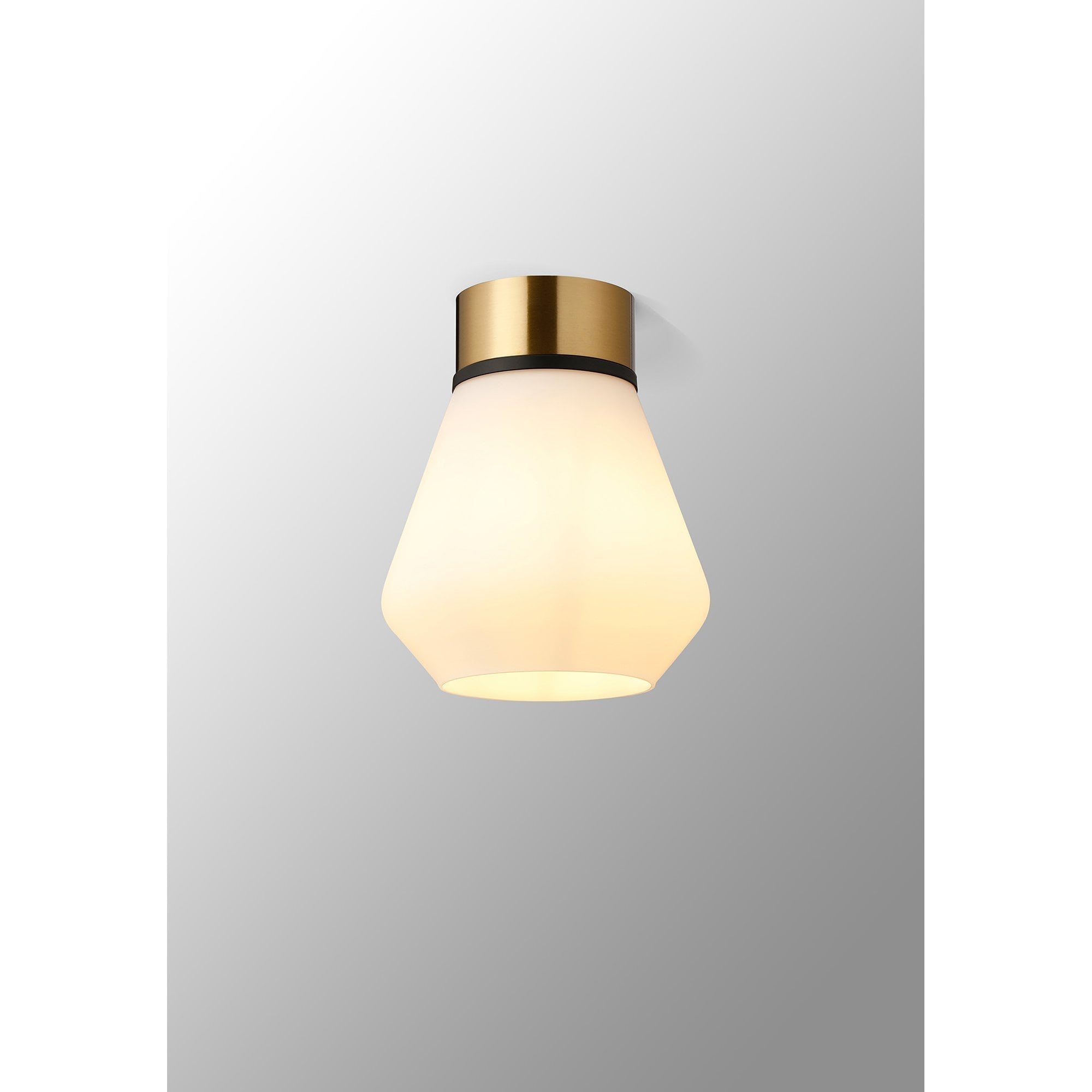 Fabula Laurel Single Flush Light - Kite Shade - Brass & Opal Glass