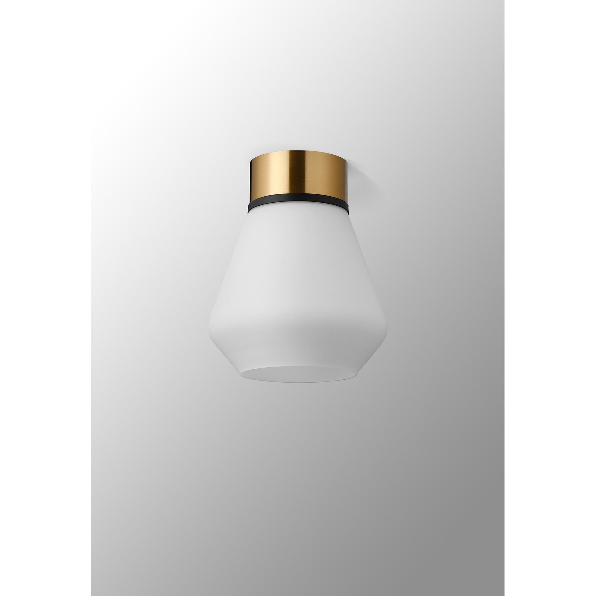 Fabula Laurel Single Flush Light - Kite Shade - Brass & Opal Glass