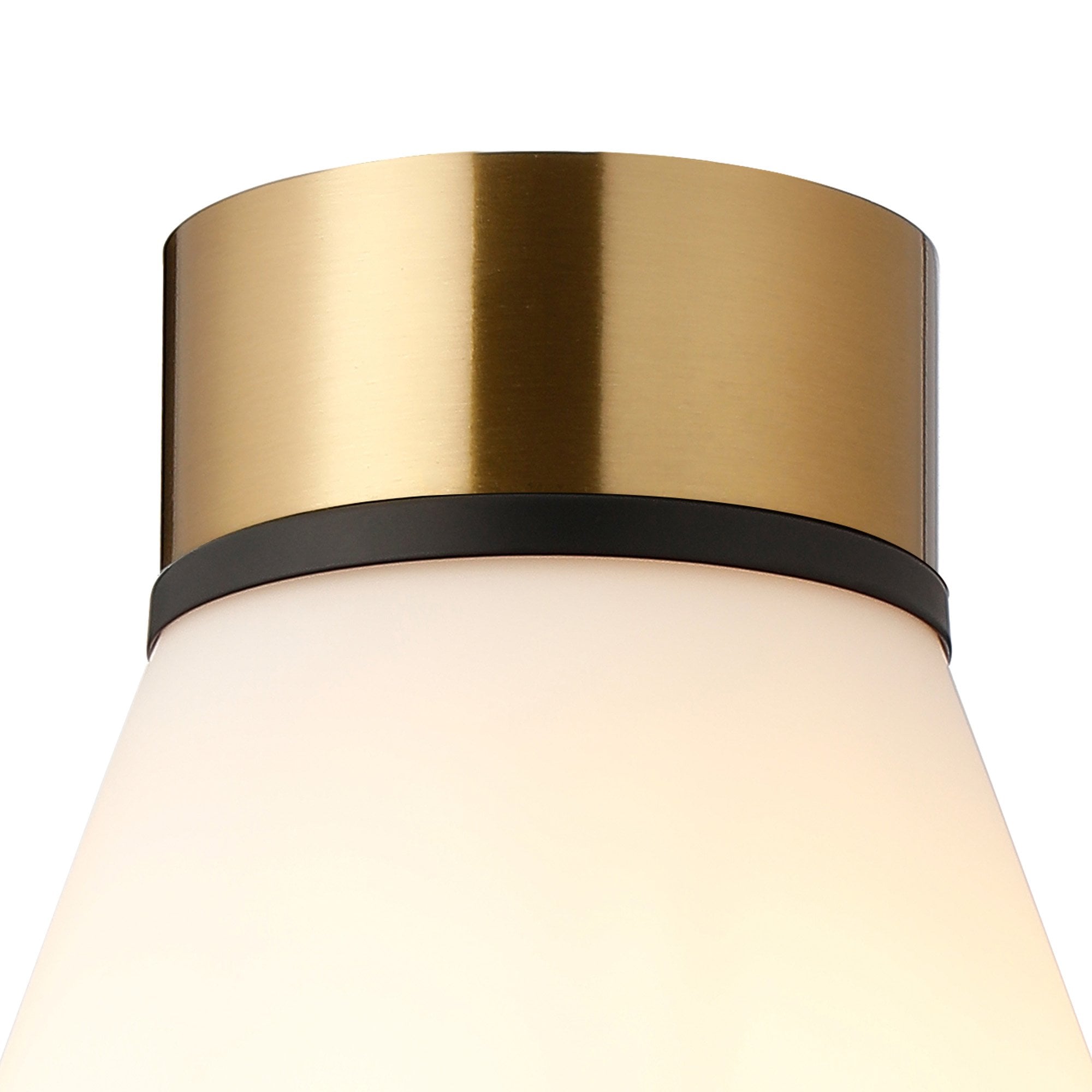 Fabula Laurel Single Flush Light - Kite Shade - Brass & Opal Glass