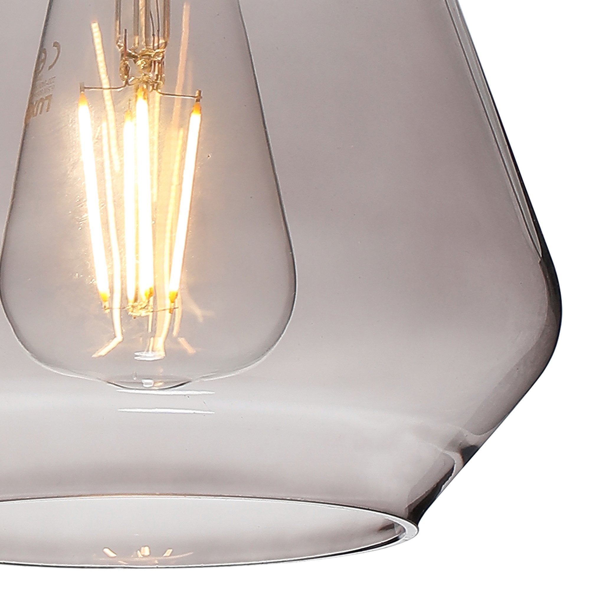 Fabula Laurel Single Flush Light - Kite Shade - Matt Black & Smoked Grey Glass