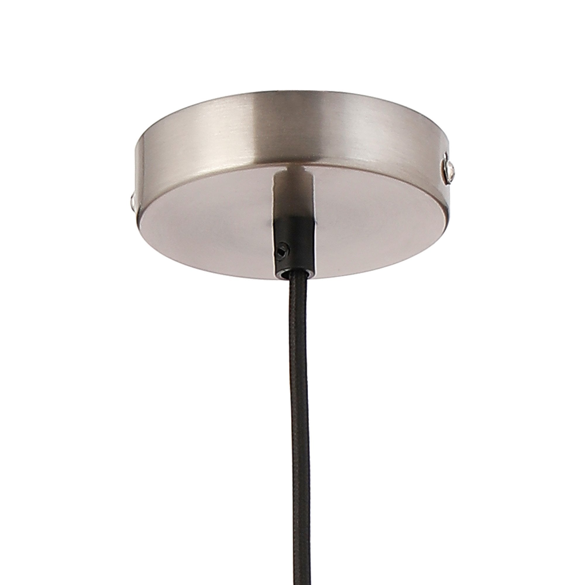 Fabula Laurel Single Pendant - Large Cylindrical Cone Shade - Satin Nickel & Clear Glass