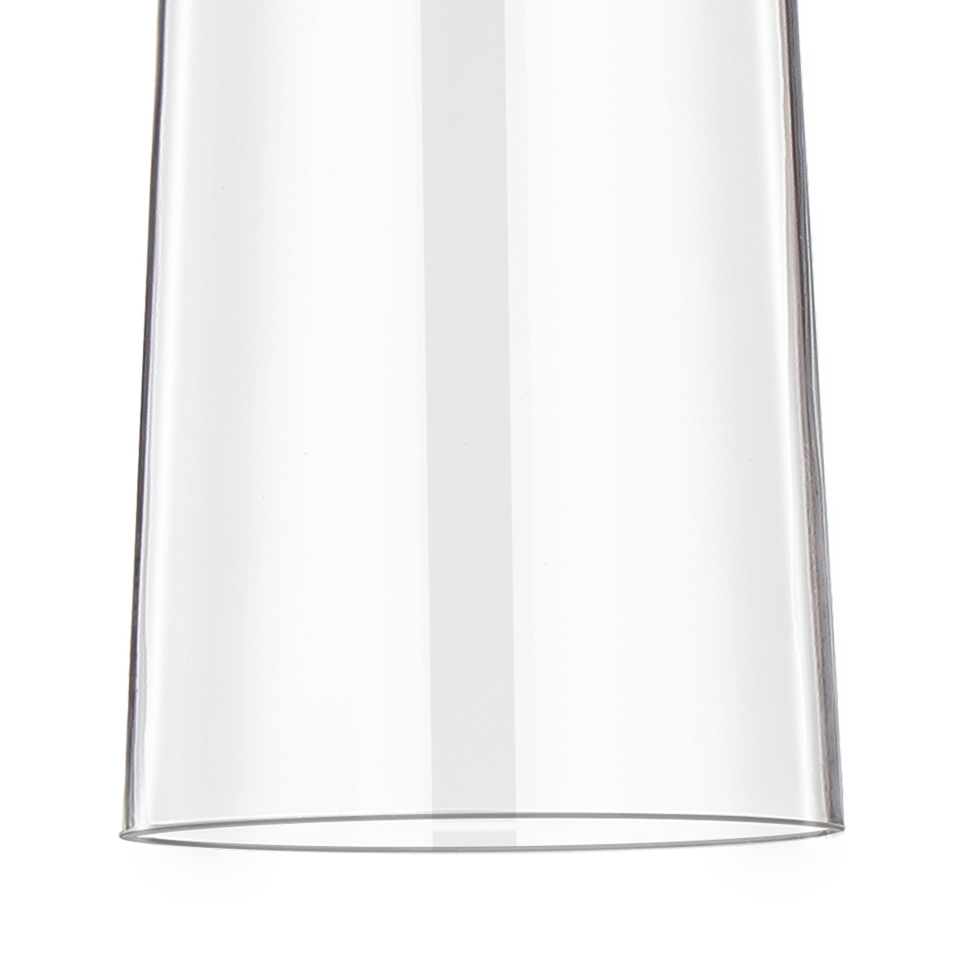 Fabula Laurel Single Pendant - Large Cylindrical Cone Shade - Satin Nickel & Clear Glass