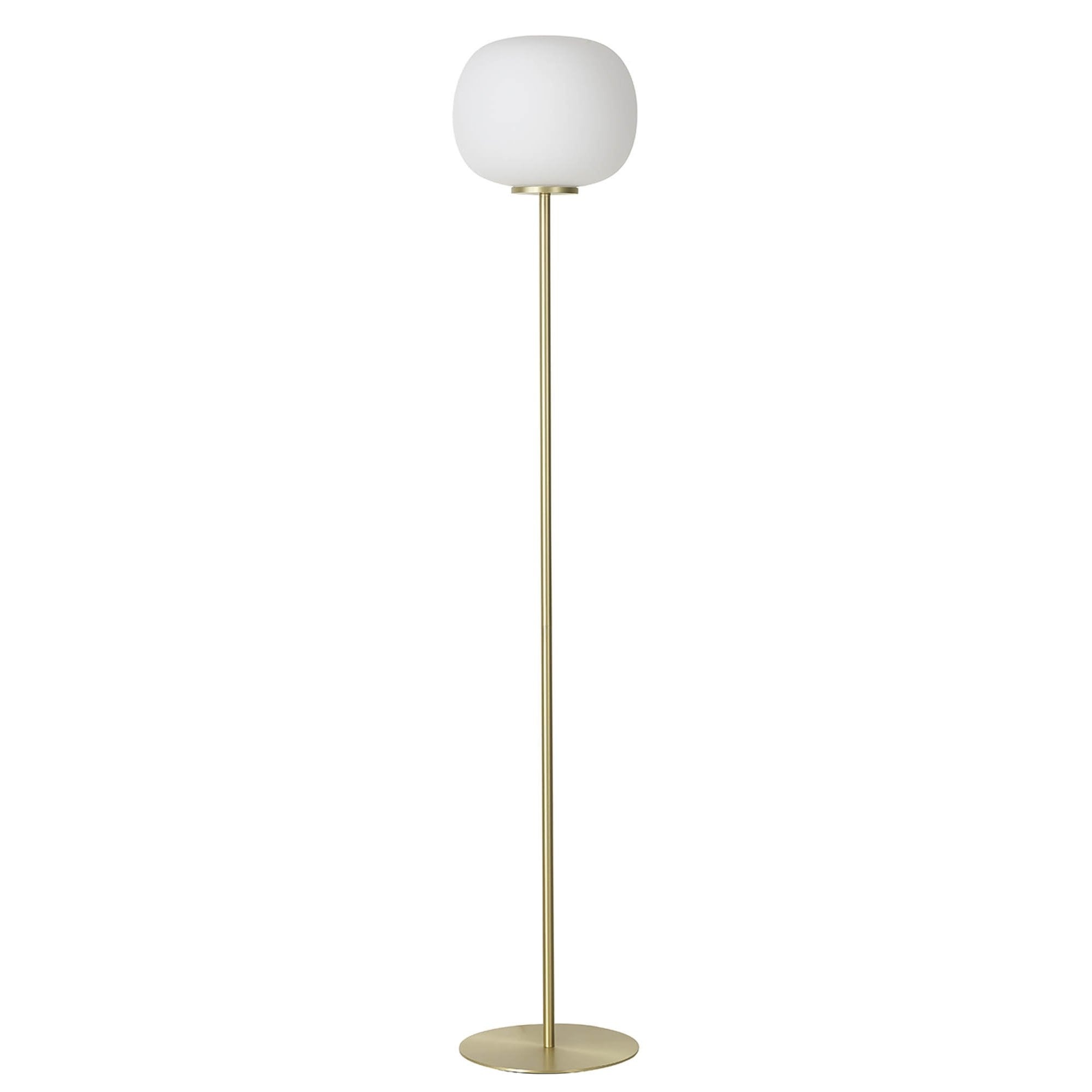 Fabula Littleton Medium Single Oval Ball Floor Lamp - Satin Gold & Frosted White Glass