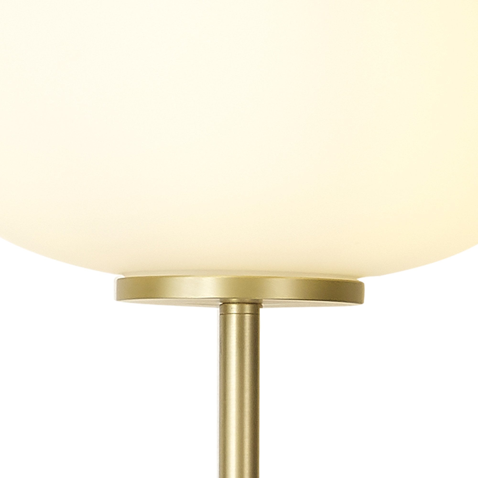 Fabula Littleton Medium Single Oval Ball Floor Lamp - Satin Gold & Frosted White Glass