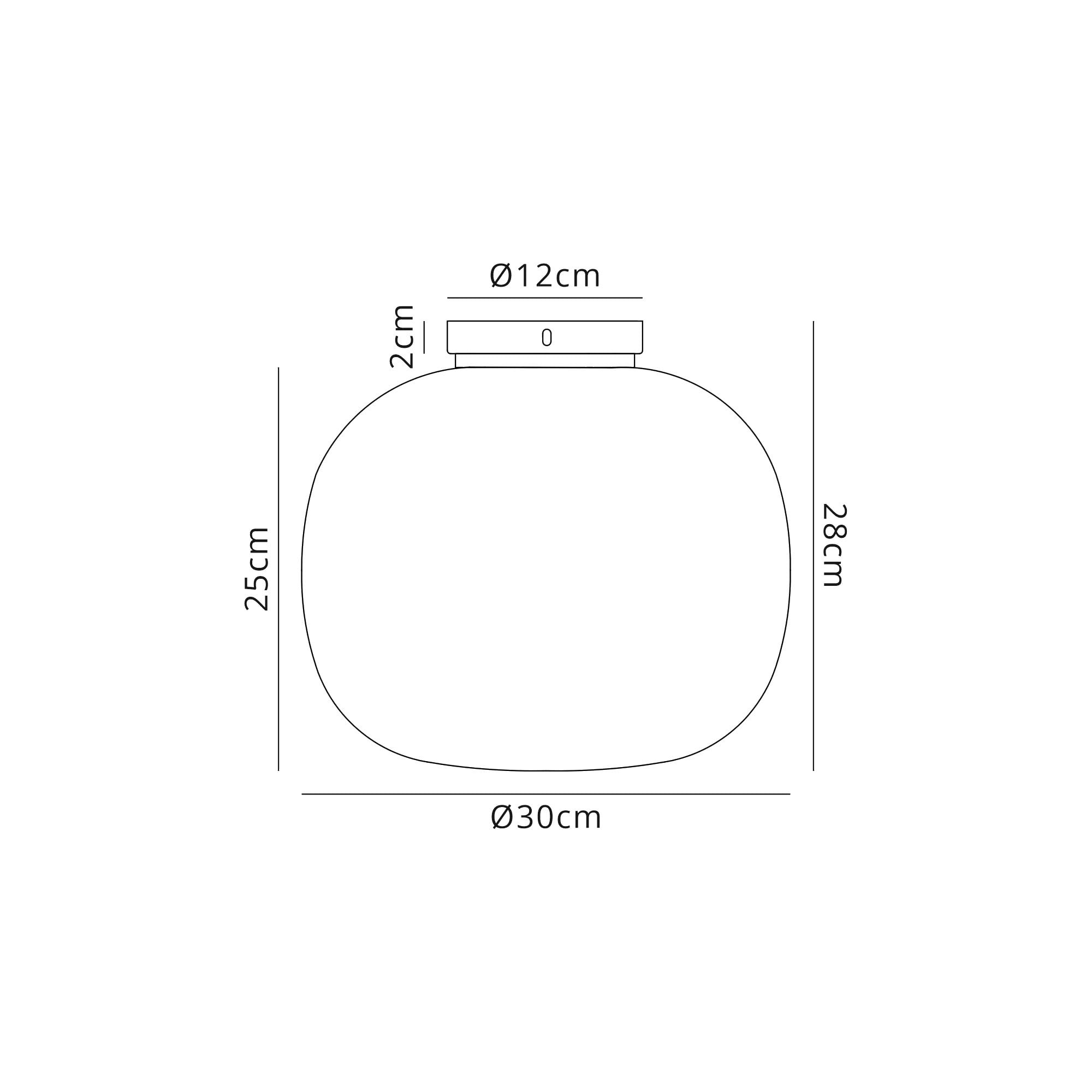 Fabula Littleton Medium Single Oval Ball Flush Light - Matt Black & Frosted White Glass