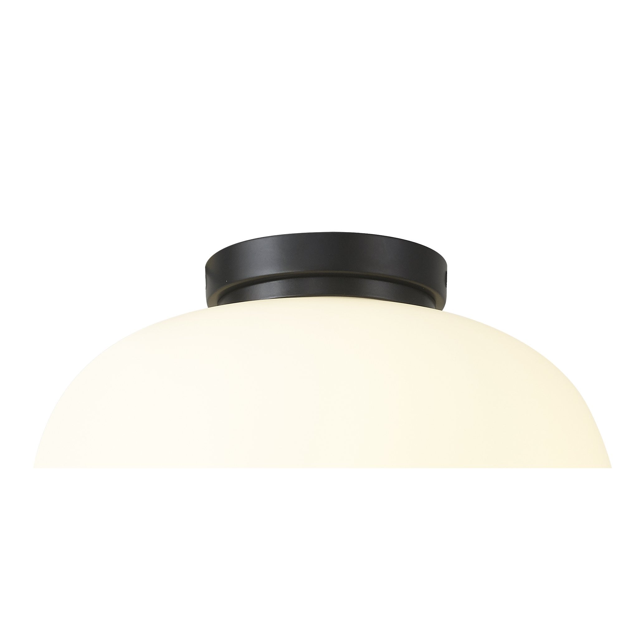 Fabula Littleton Medium Single Oval Ball Flush Light - Matt Black & Frosted White Glass