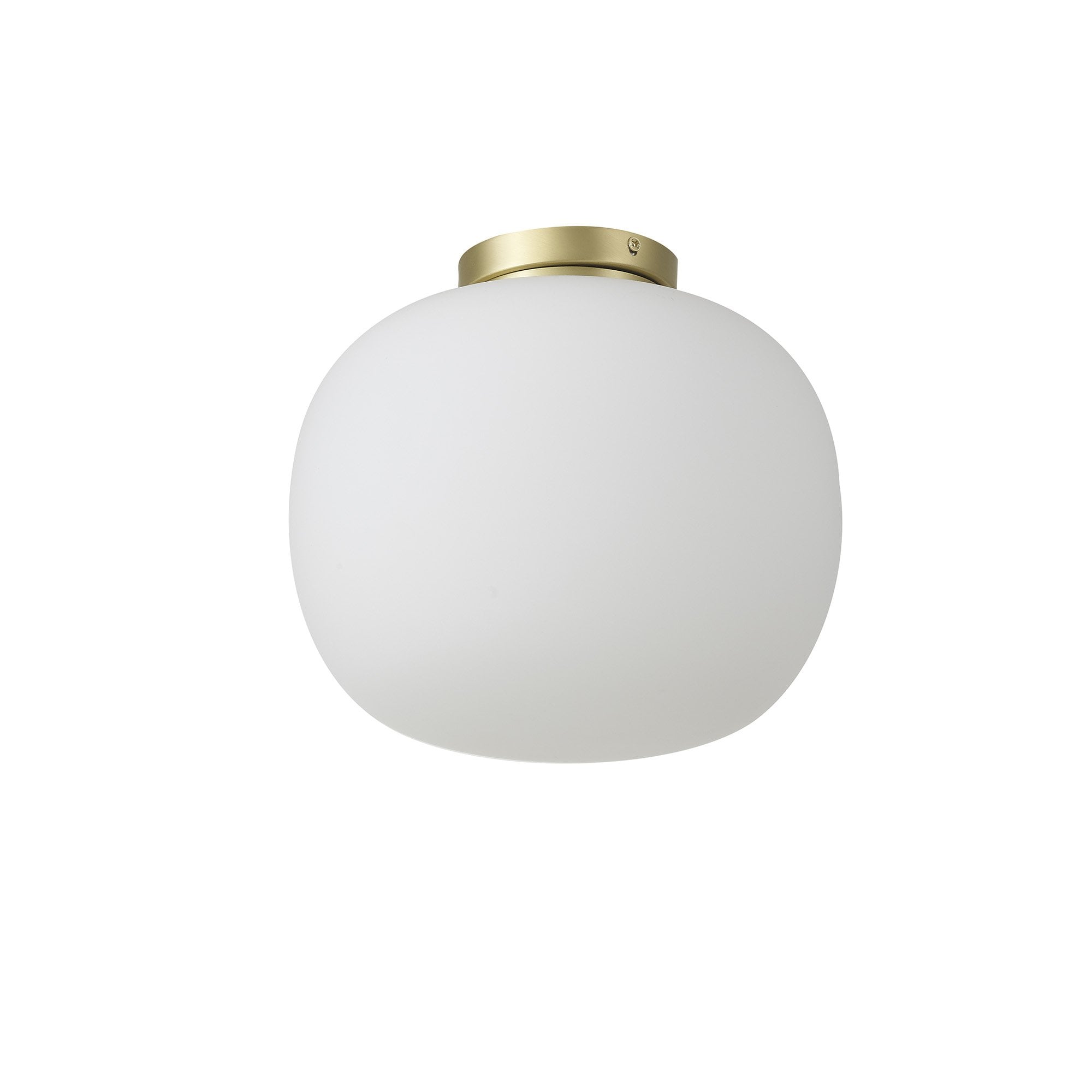 Fabula Littleton Medium Single Oval Ball Flush Light - Satin Gold & Frosted White Glass