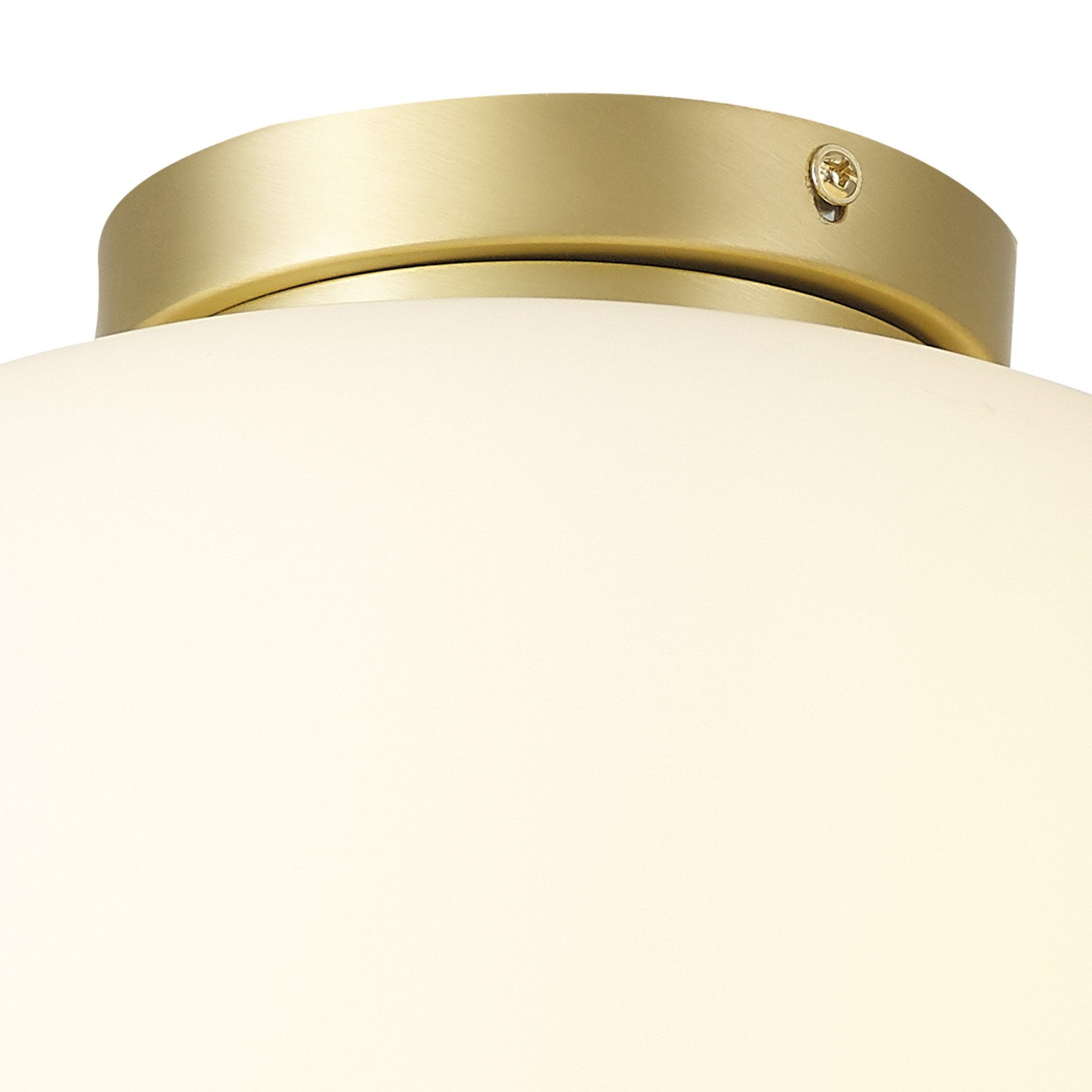 Fabula Littleton Medium Single Oval Ball Flush Light - Satin Gold & Frosted White Glass
