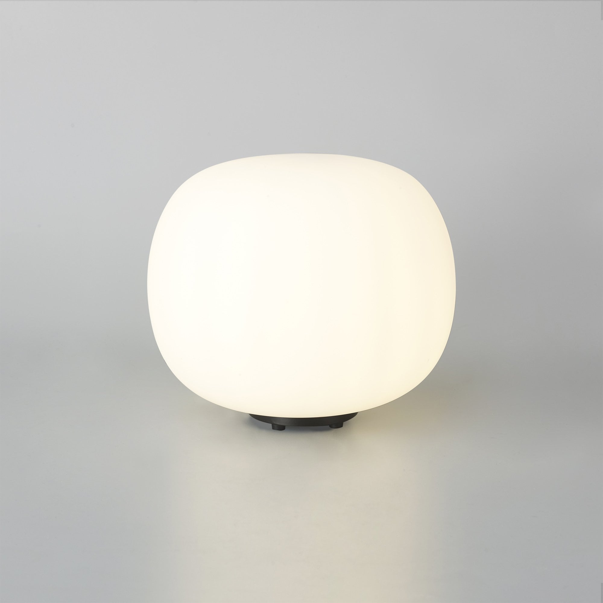 Fabula Littleton Medium Single Oval Ball Table Lamp - Matt Black & Frosted White Glass