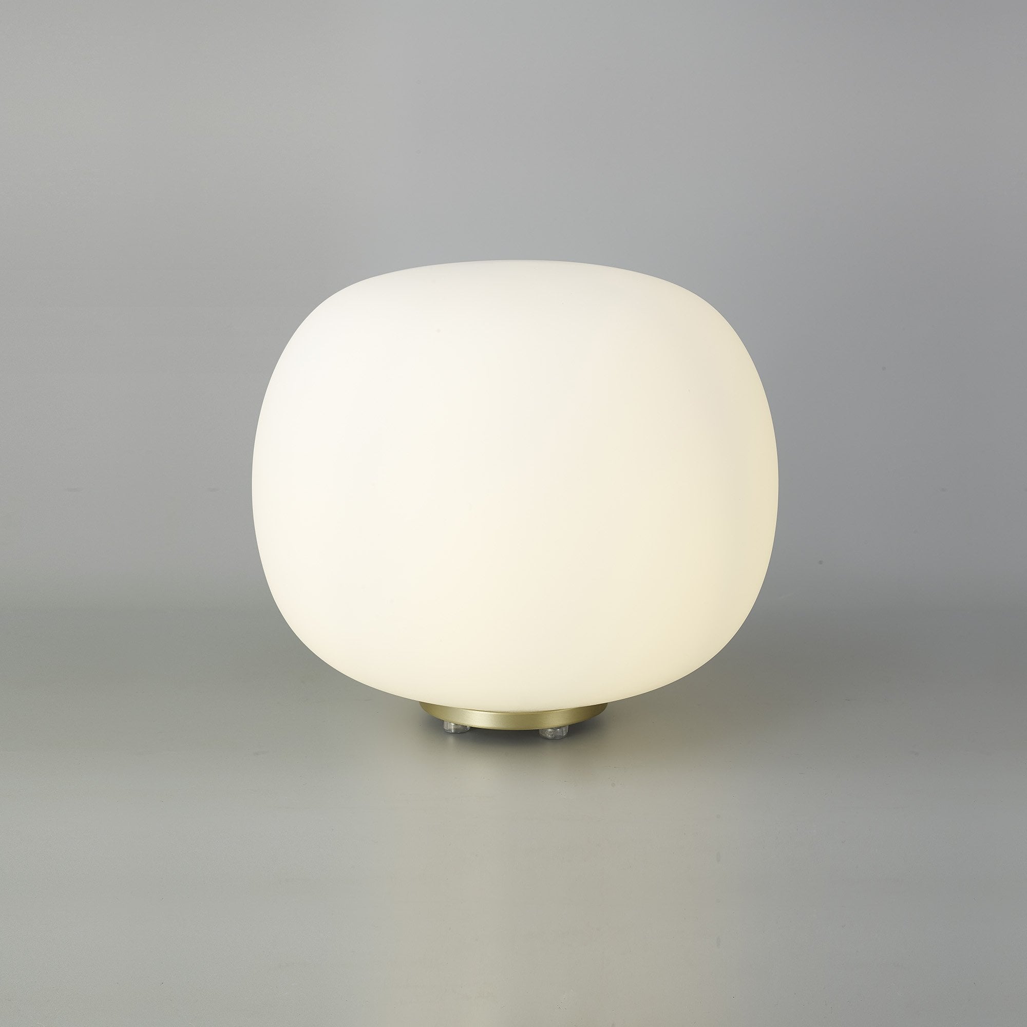 Fabula Littleton Medium Single Oval Ball Table Lamp - Satin Gold & Frosted White Glass