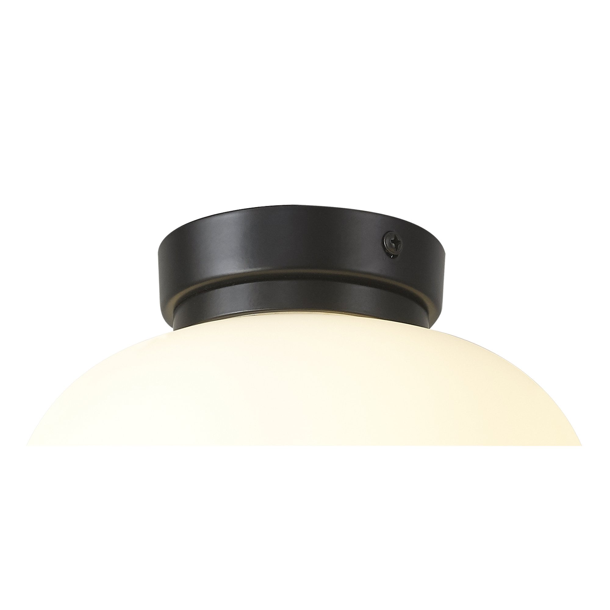 Fabula Littleton Small Single Oval Ball Flush Light - Matt Black & Frosted White Glass