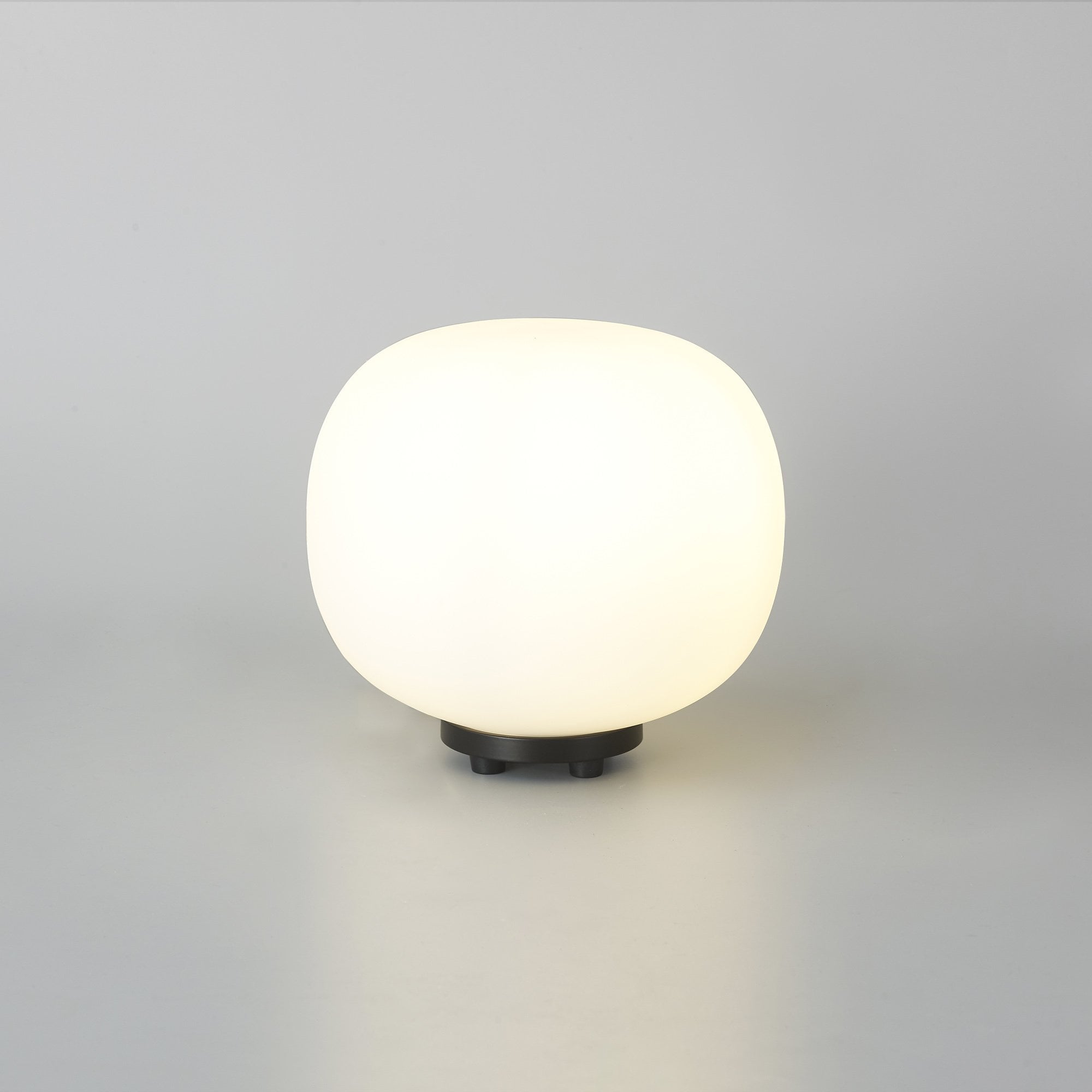 Fabula Littleton Small Single Oval Ball Table Lamp - Matt Black & Frosted White Glass