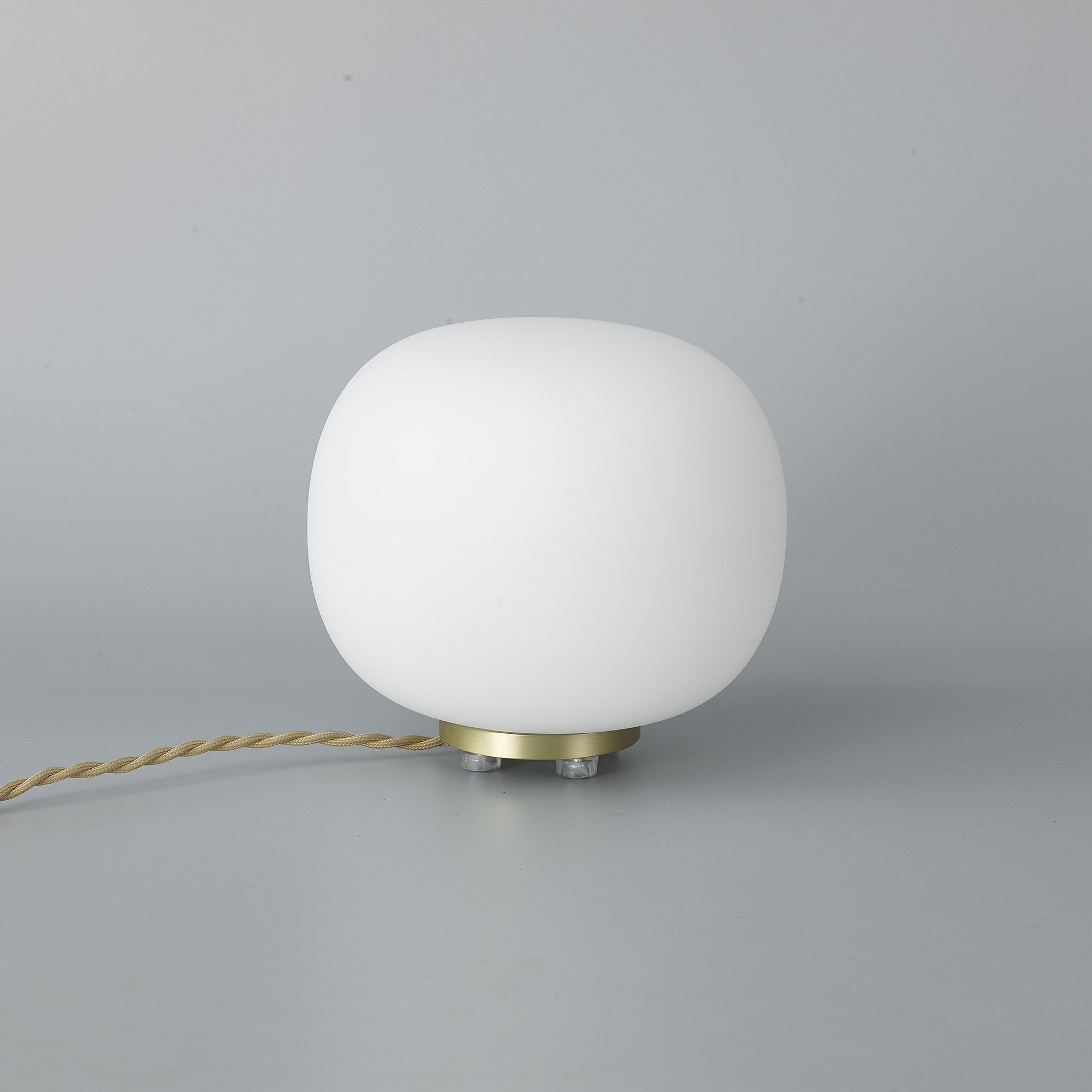 Fabula Littleton Small Single Oval Ball Table Lamp - Satin Gold & Frosted White Glass