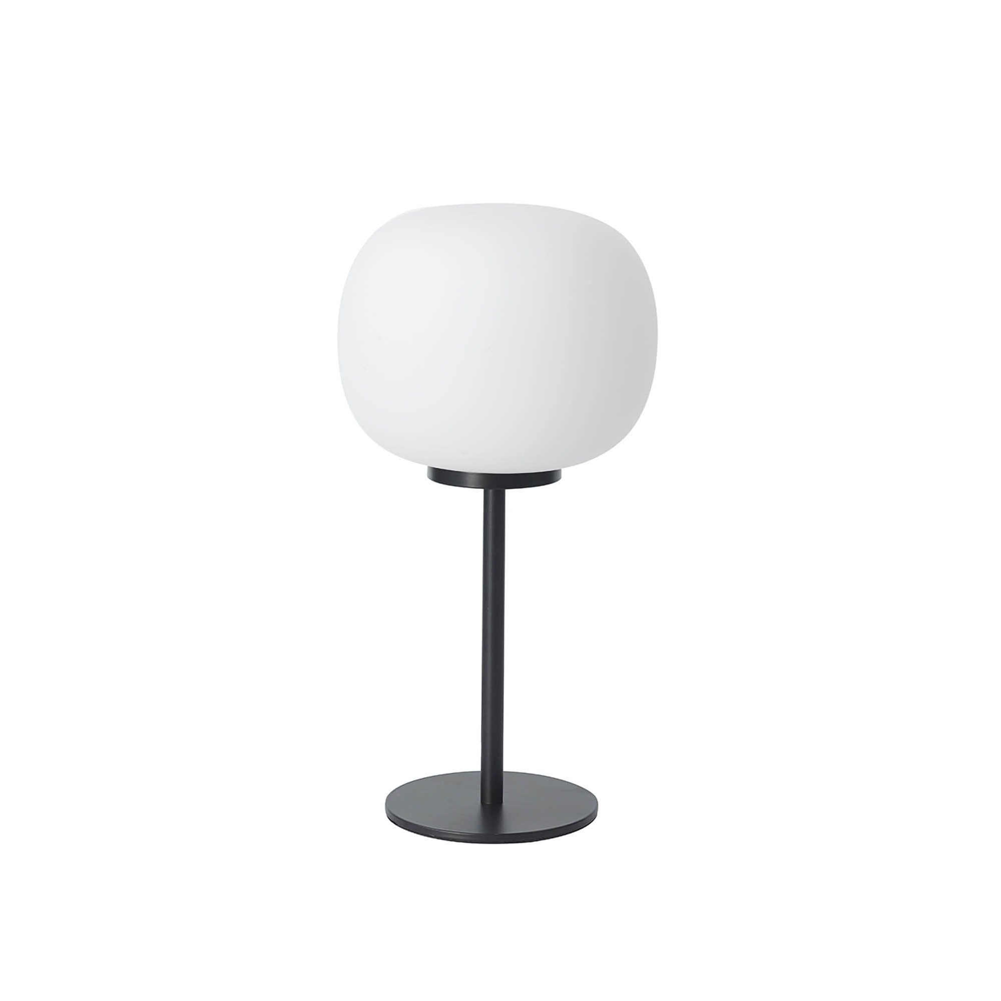 Fabula Littleton Small Single Oval Ball Tall Table Lamp - Matt Black & Frosted White Glass