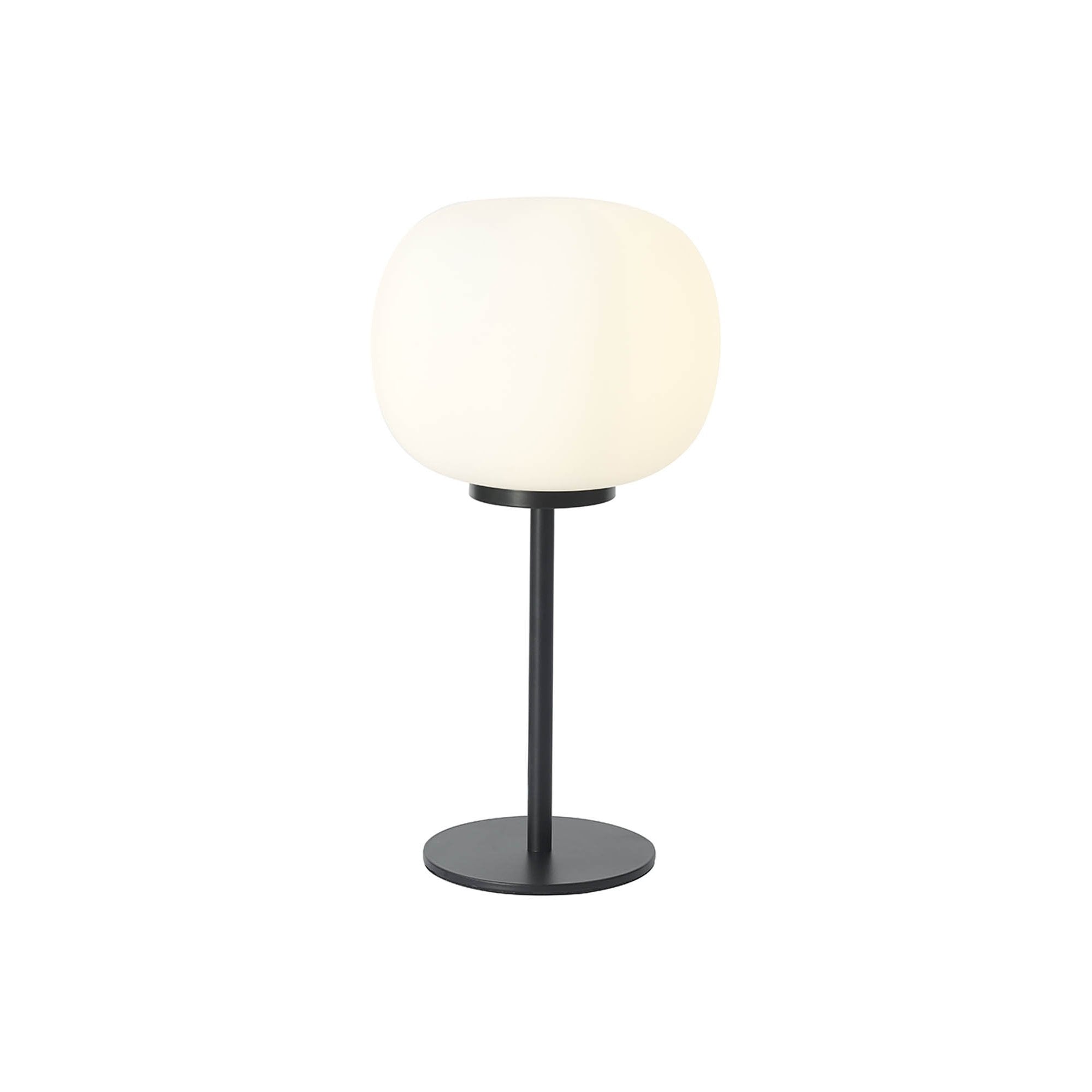 Fabula Littleton Small Single Oval Ball Tall Table Lamp - Matt Black & Frosted White Glass