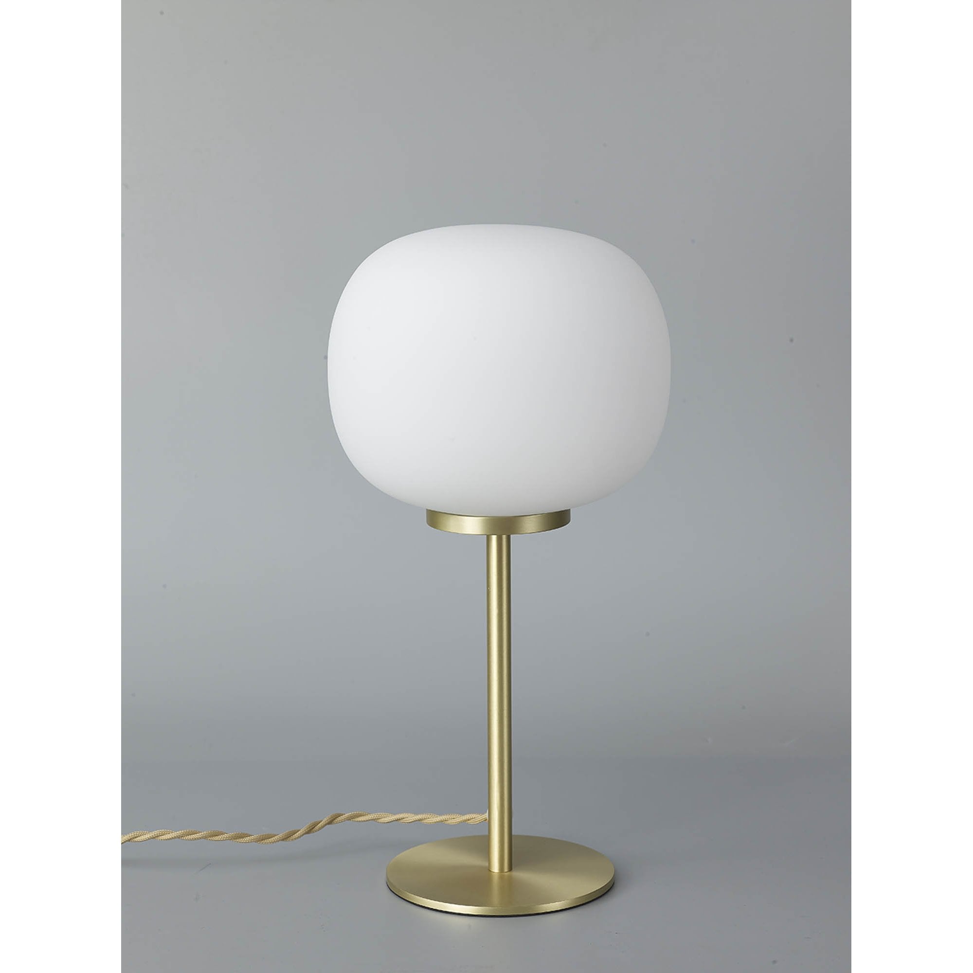 Fabula Littleton Small Single Oval Ball Tall Table Lamp - Satin Gold & Frosted White Glass