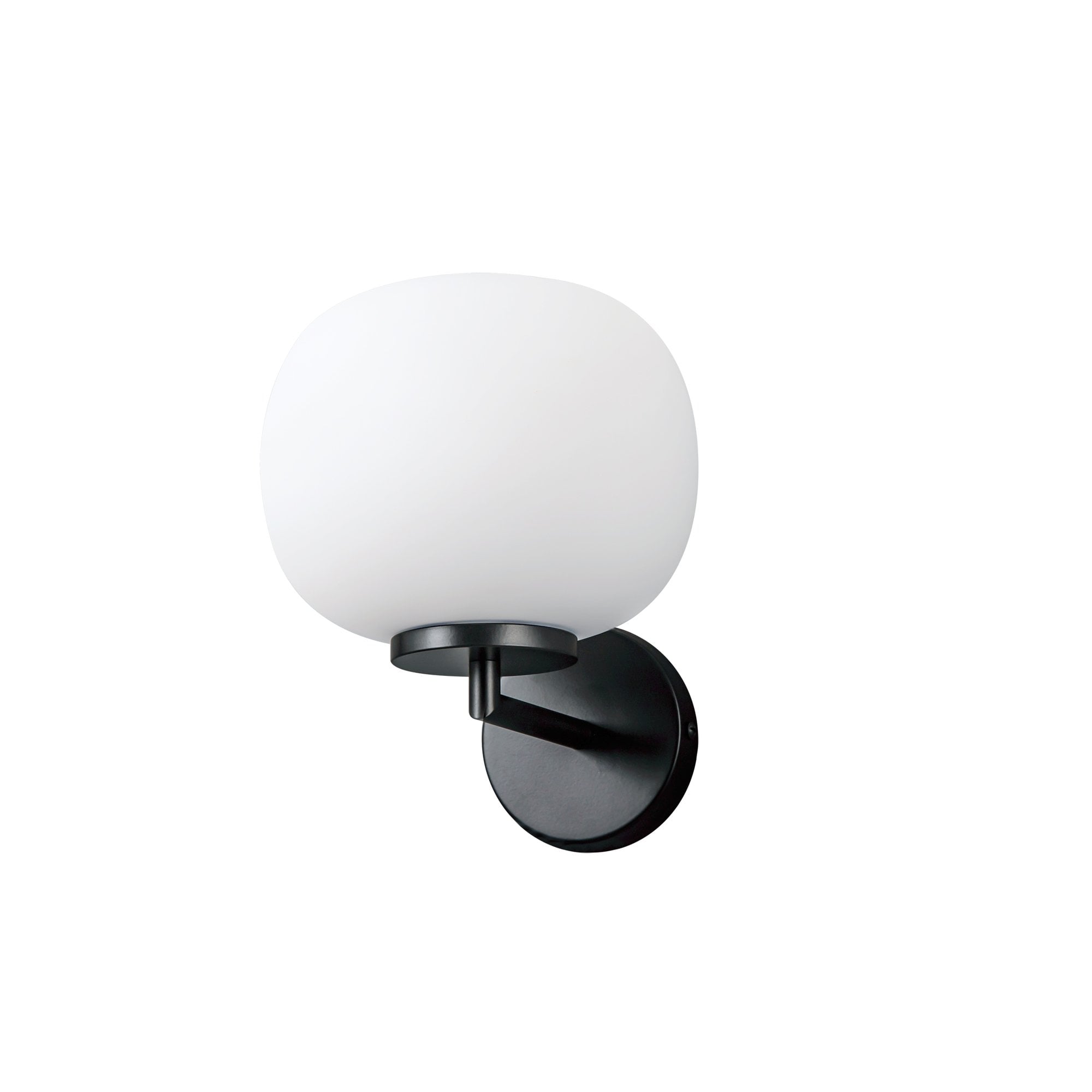 Fabula Littleton Small Single Oval Ball Wall Light - Matt Black & Frosted White Glass