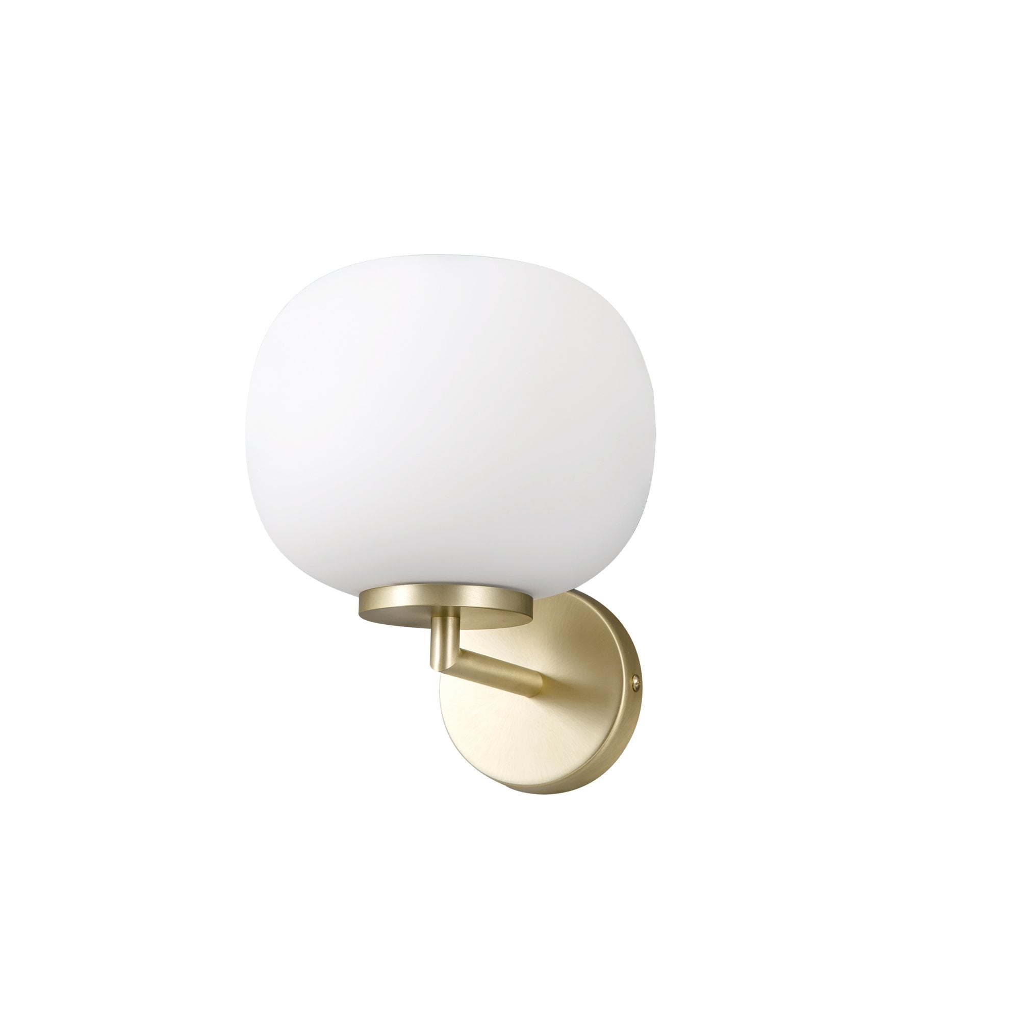 Fabula Littleton Small Single Oval Ball Wall Light - Satin Gold & Frosted White Glass