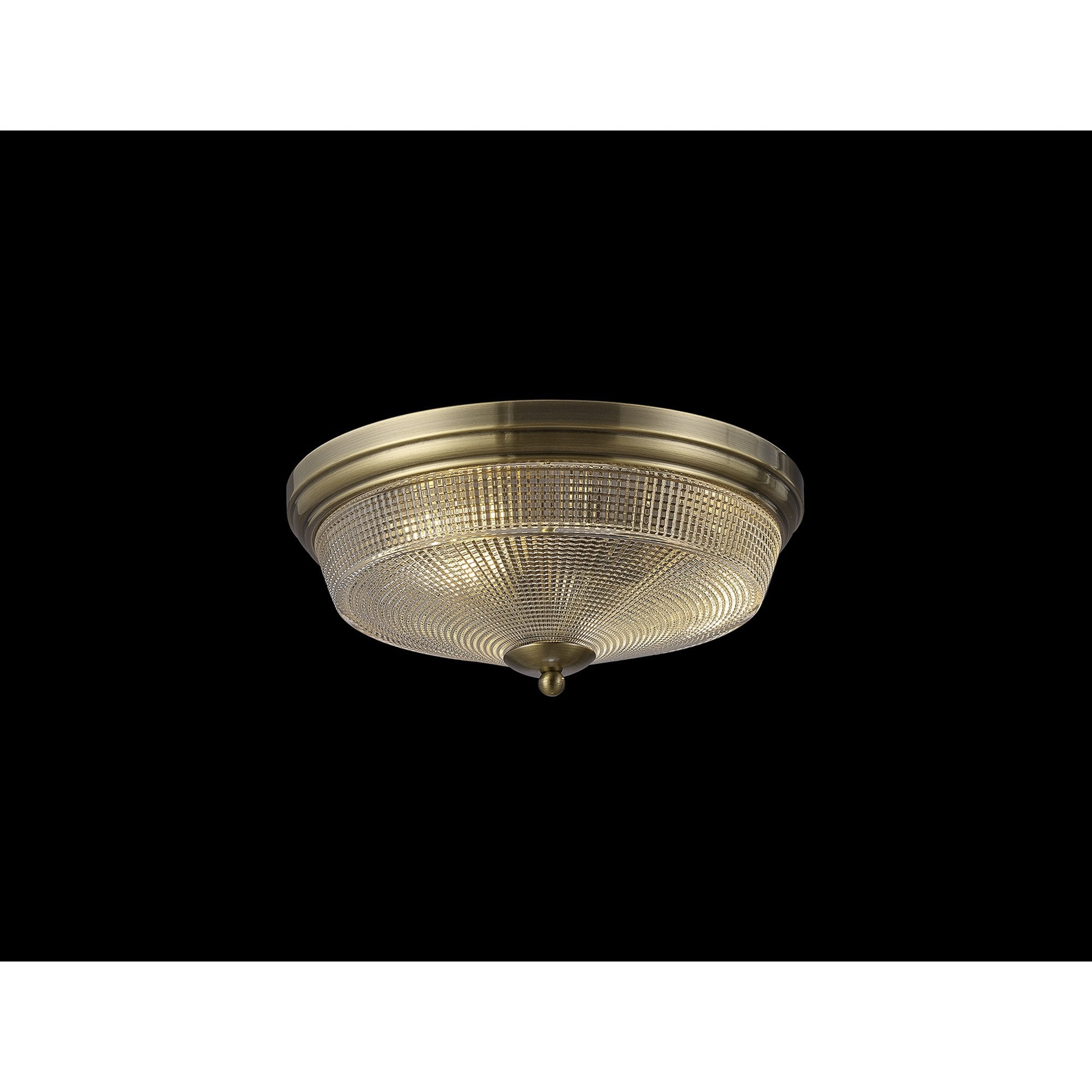 Fabula Maida 2 Light Flush Light - Antique Brass & Prismatic Glass