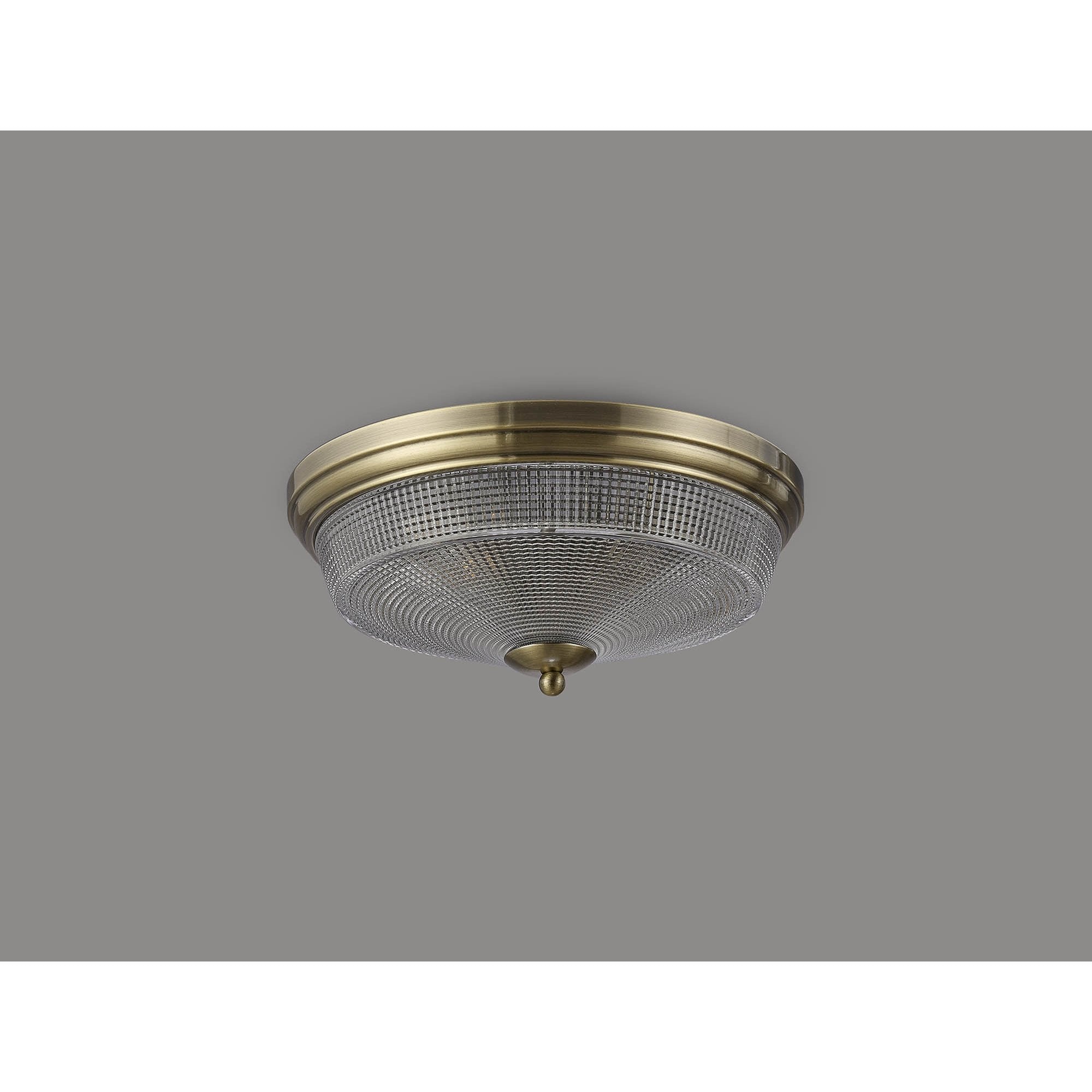 Fabula Maida 2 Light Flush Light - Antique Brass & Prismatic Glass