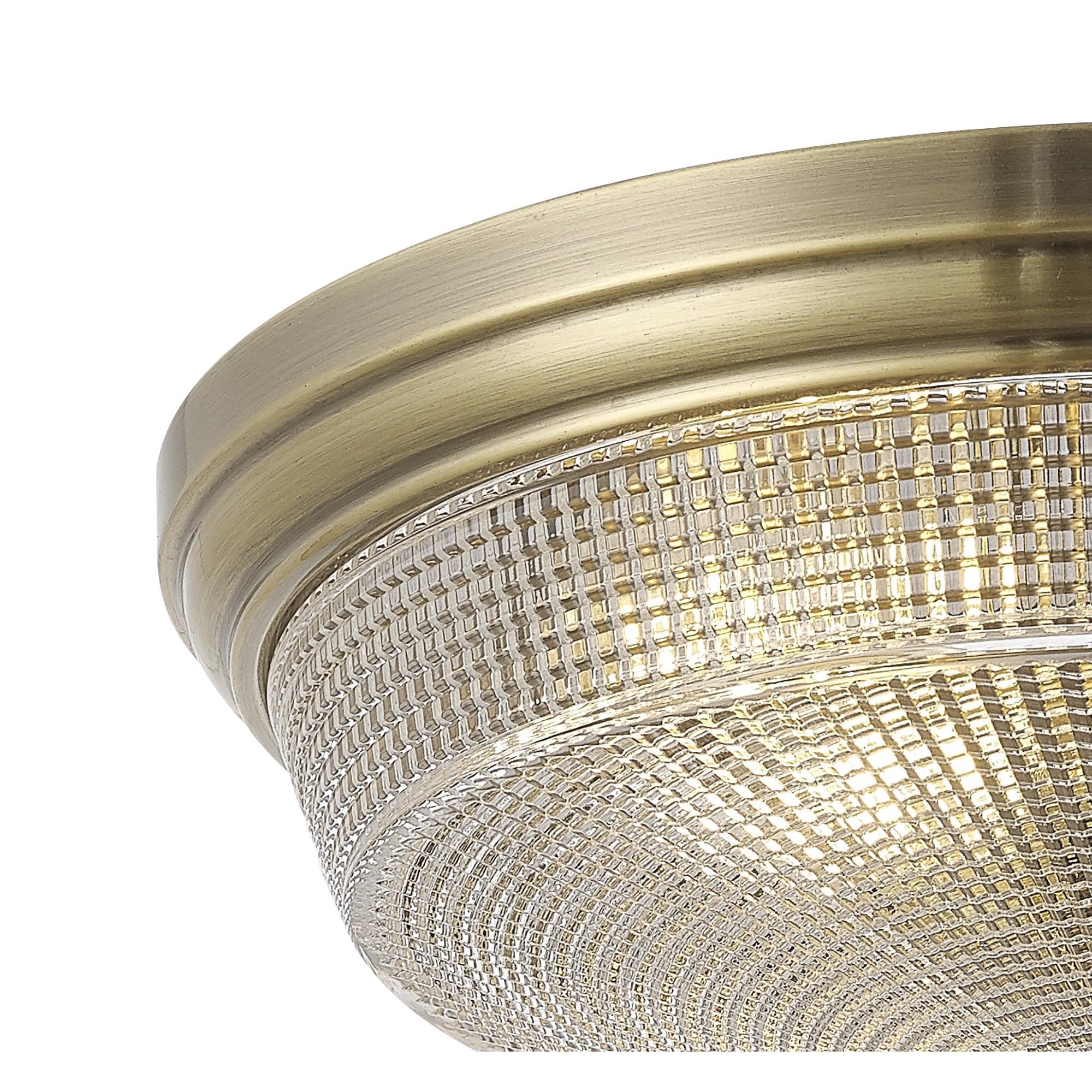 Fabula Maida 2 Light Flush Light - Antique Brass & Prismatic Glass