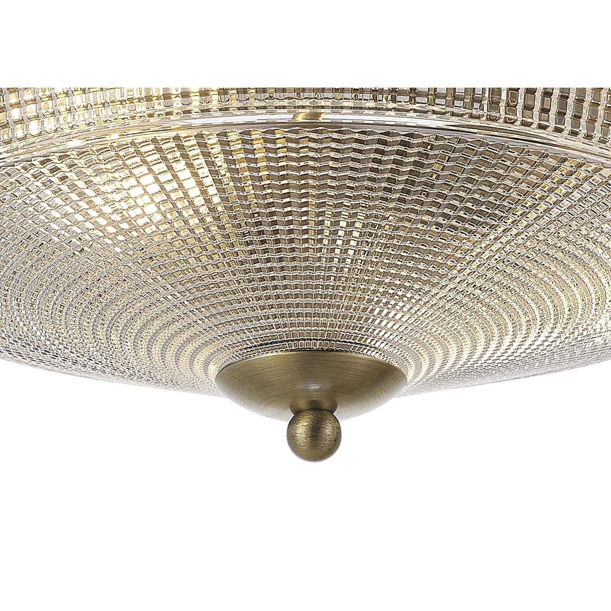 Fabula Maida 2 Light Flush Light - Antique Brass & Prismatic Glass