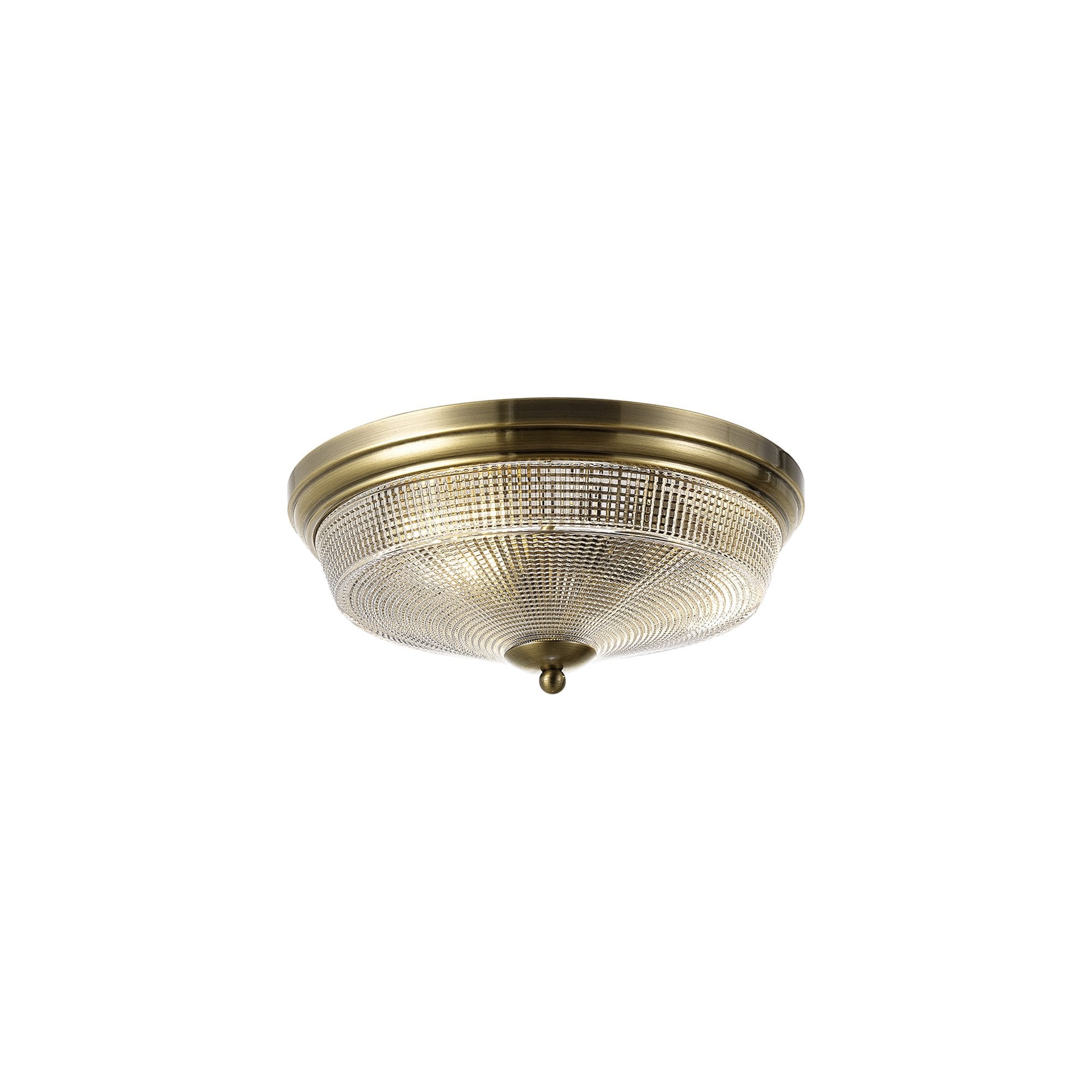 Fabula Maida 2 Light Flush Light - Antique Brass & Prismatic Glass