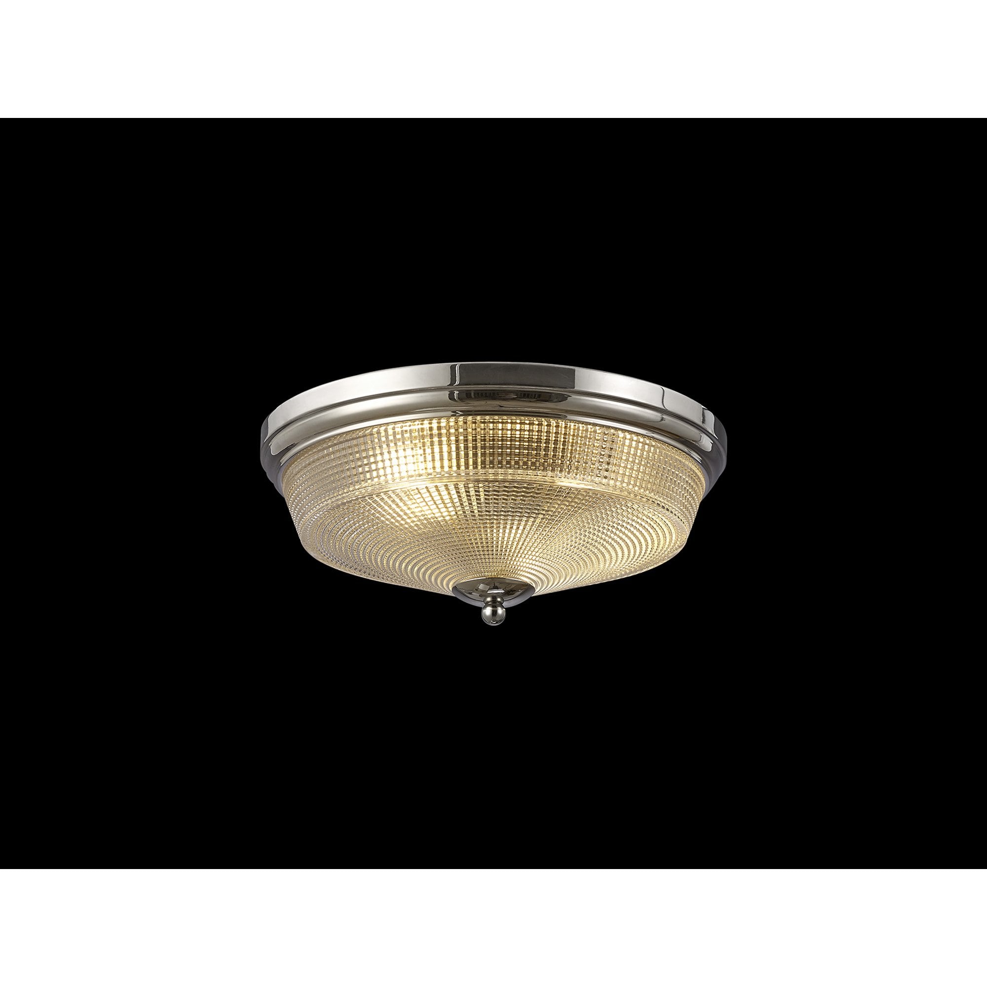 Fabula Maida 2 Light Flush Light - Polished Nickel & Prismatic Glass
