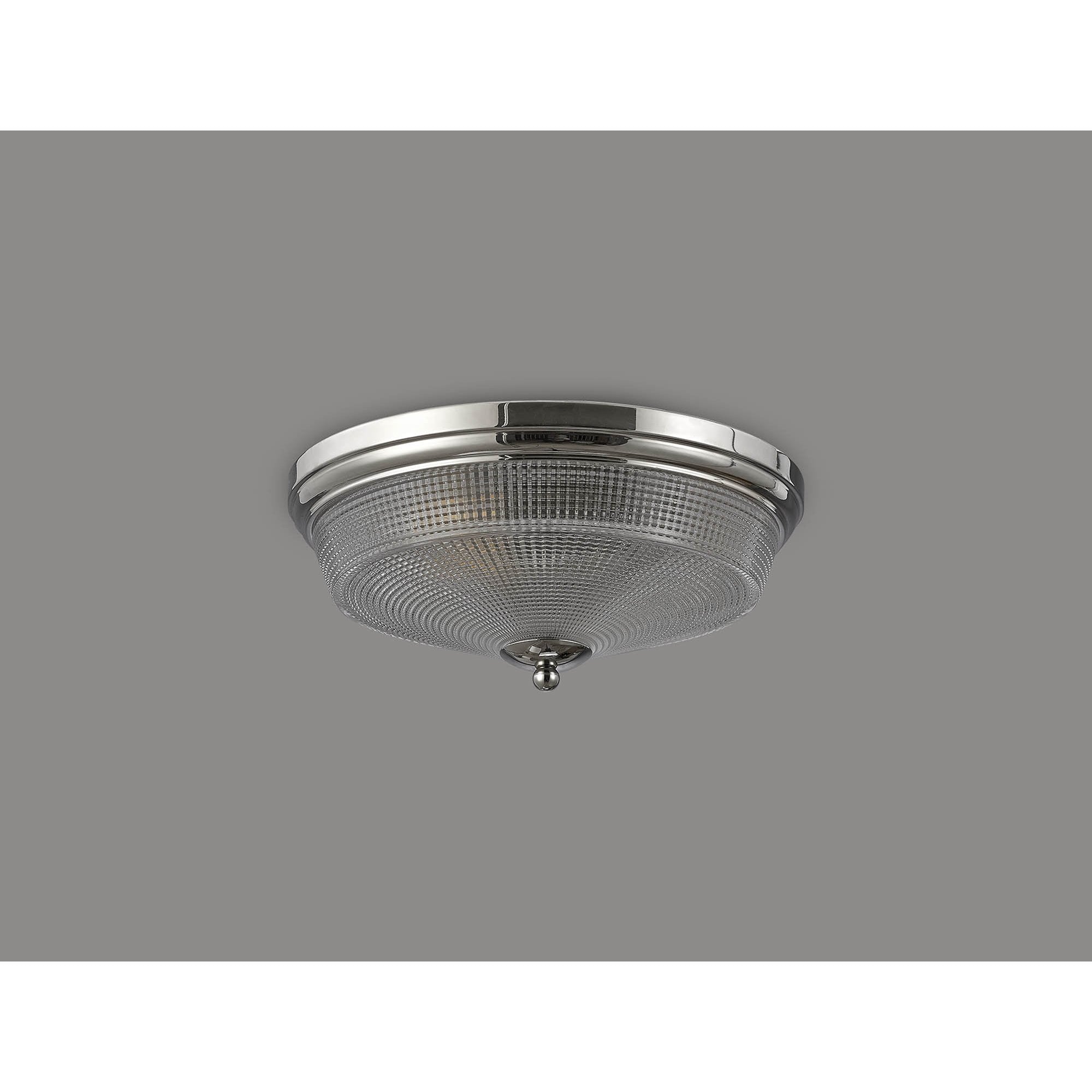 Fabula Maida 2 Light Flush Light - Polished Nickel & Prismatic Glass