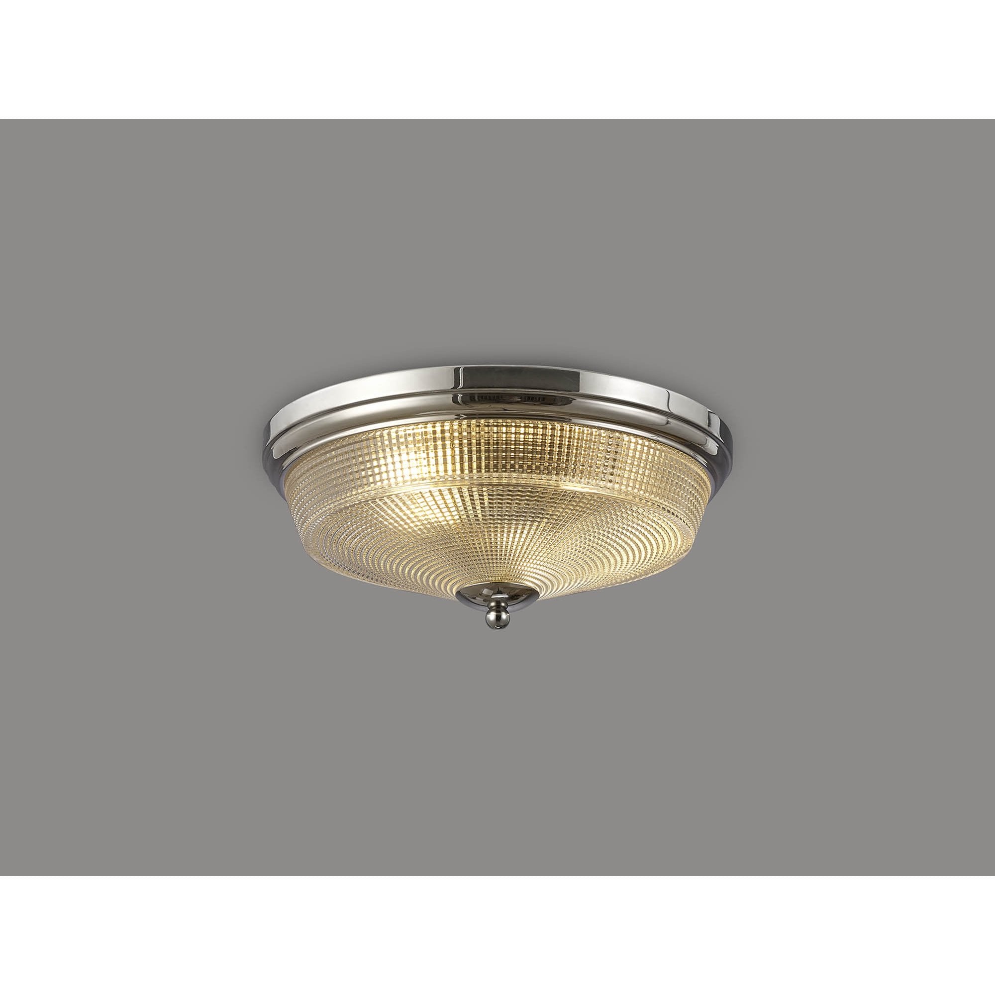 Fabula Maida 2 Light Flush Light - Polished Nickel & Prismatic Glass