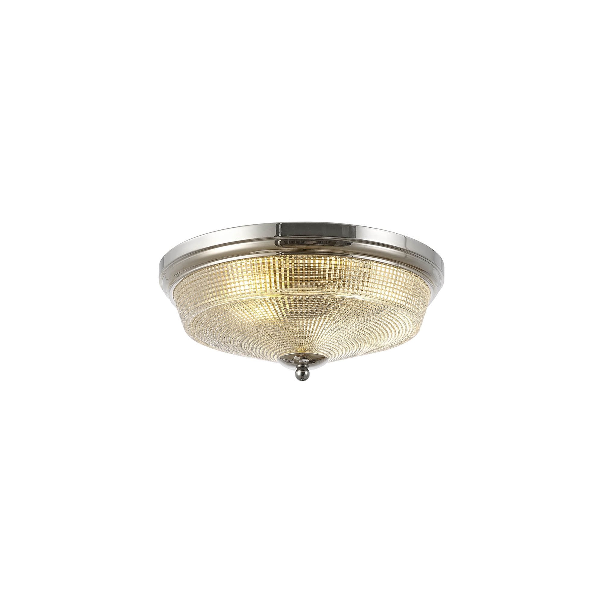 Fabula Maida 2 Light Flush Light - Polished Nickel & Prismatic Glass