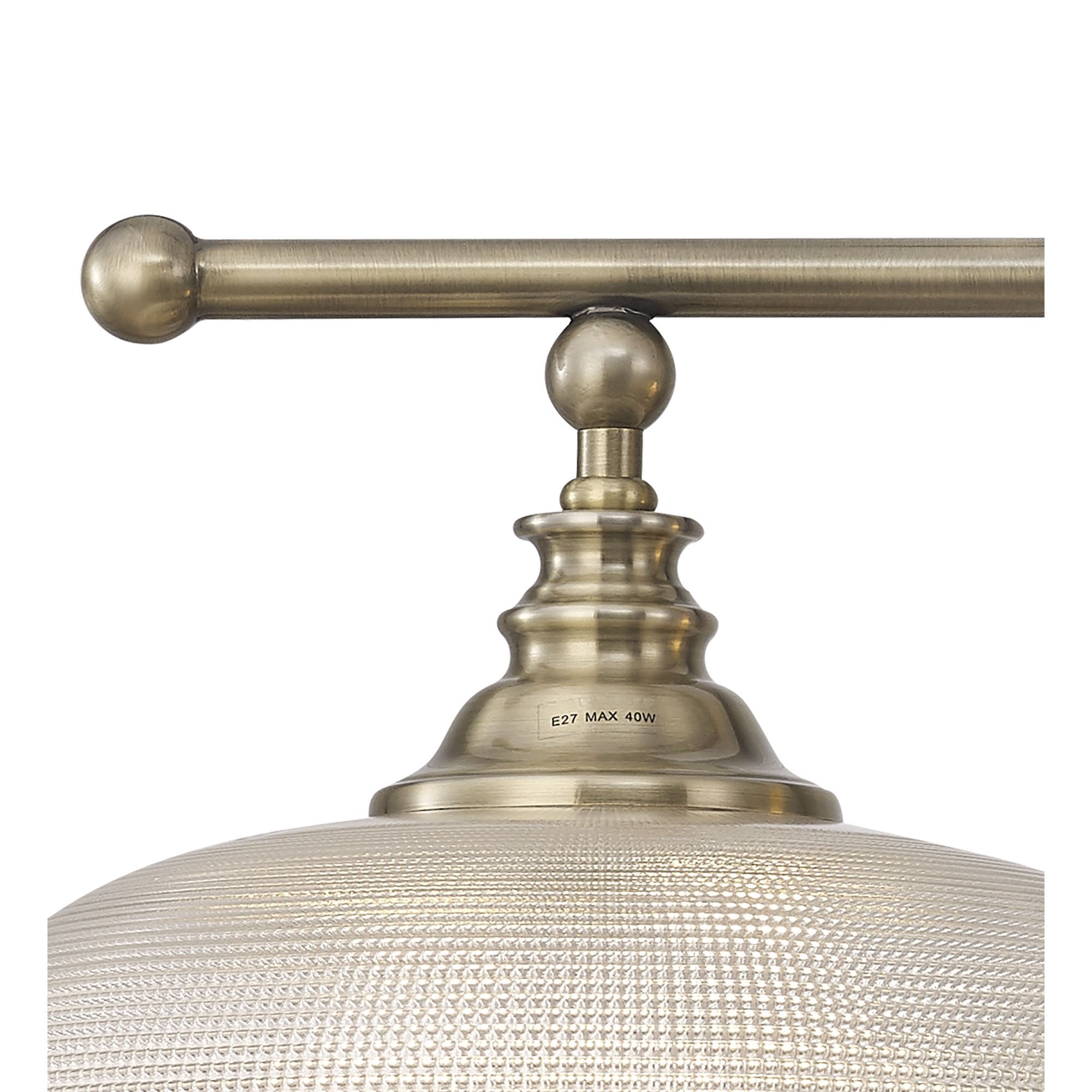 Fabula Maida 2 Light Linear Semi-Flush/Pendant - Antique Brass & Prismatic Glass