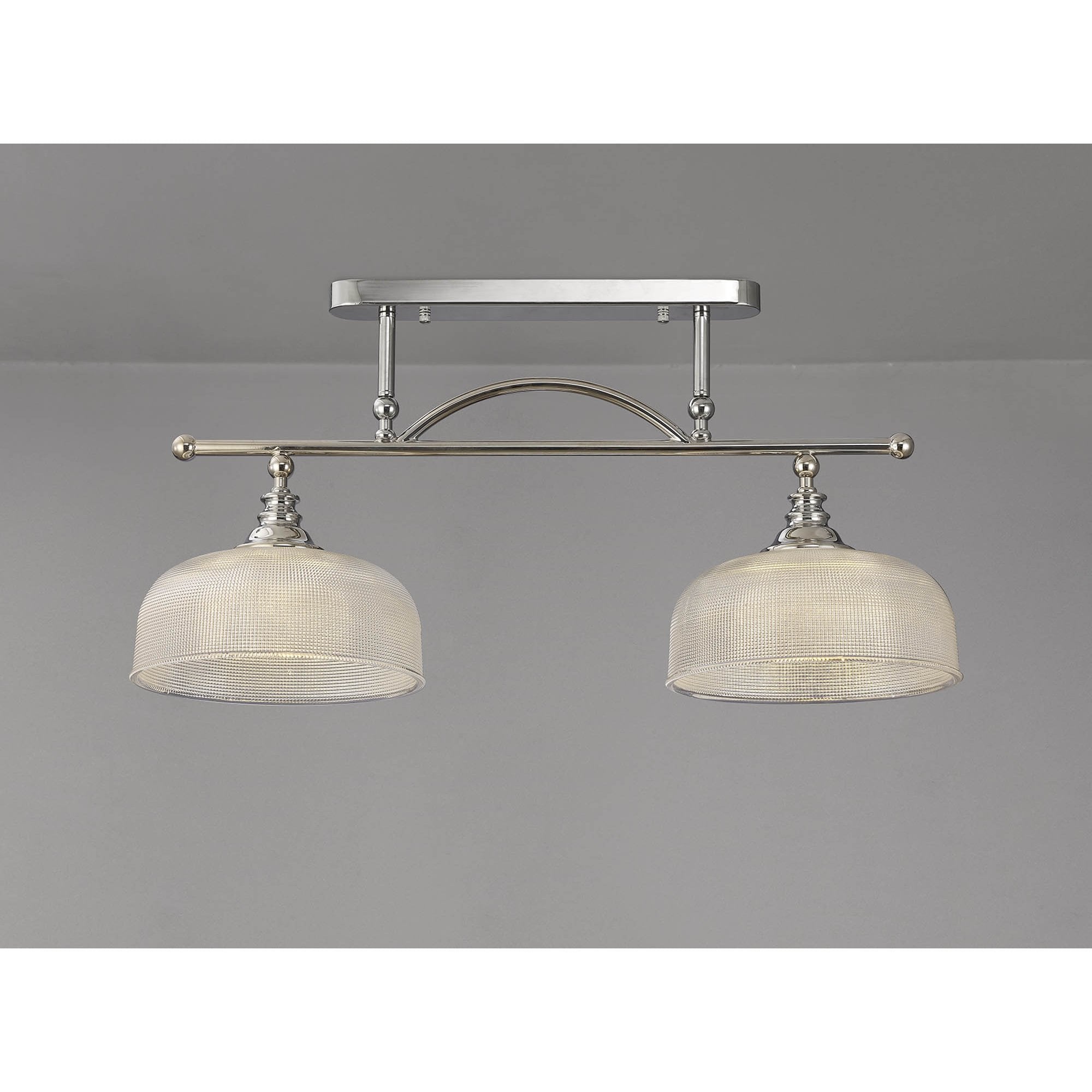 Fabula Maida 2 Light Linear Semi-Flush/Pendant - Polished Nickel & Prismatic Glass