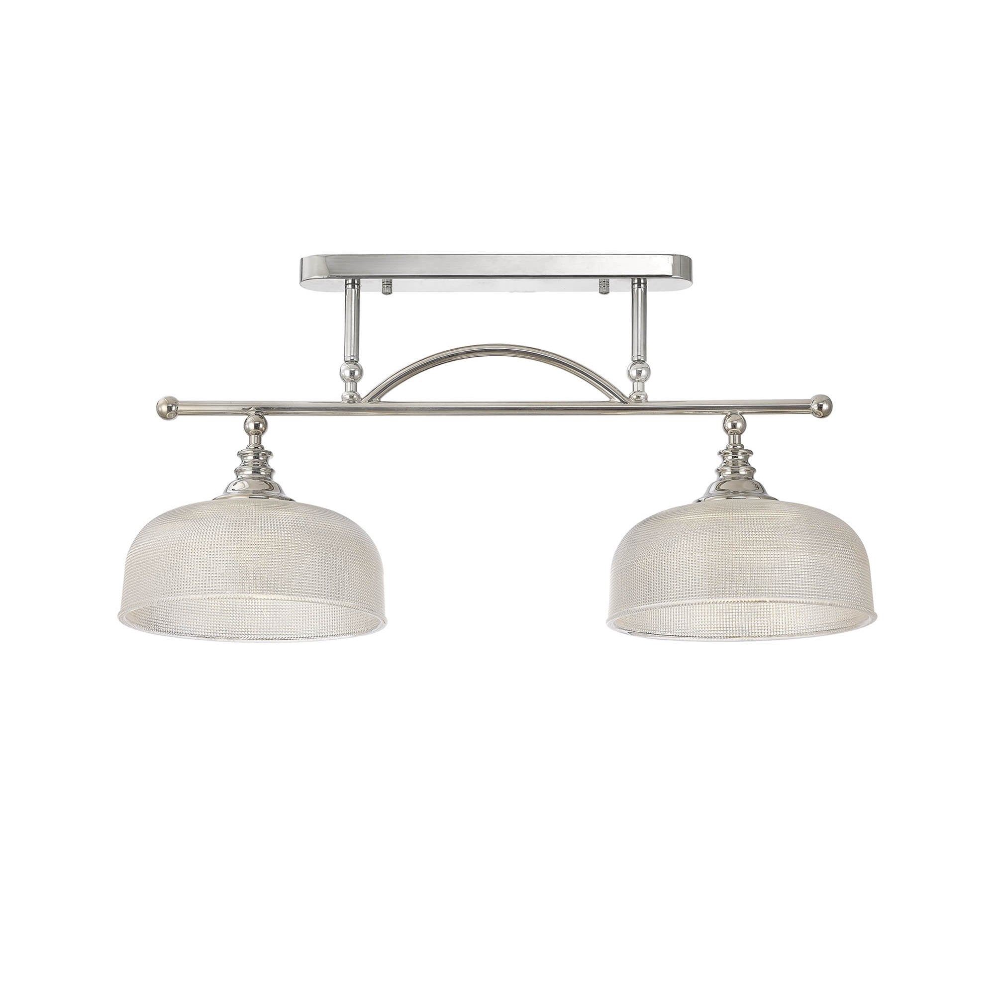 Fabula Maida 2 Light Linear Semi-Flush/Pendant - Polished Nickel & Prismatic Glass
