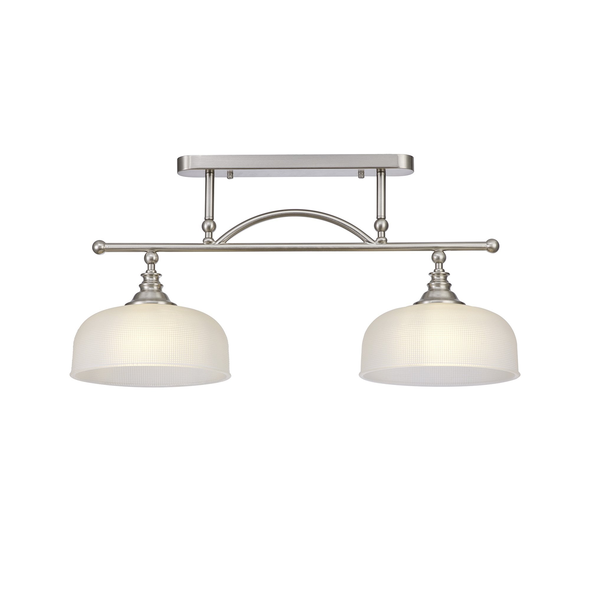 Fabula Maida 2 Light Linear Semi-Flush/Pendant - Satin Nickel & Frosted Glass