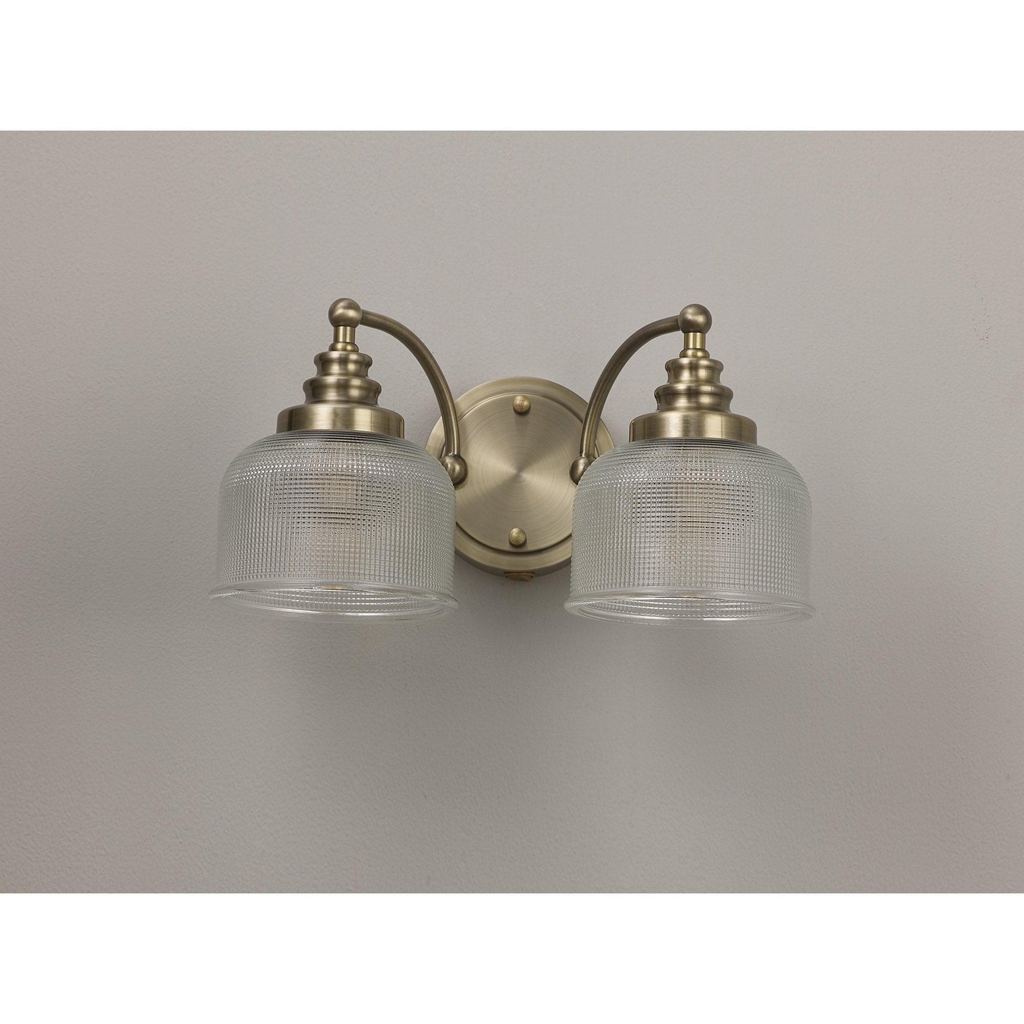 Fabula Maida 2 Light Wall Lamp - Antique Brass & Prismatic Glass