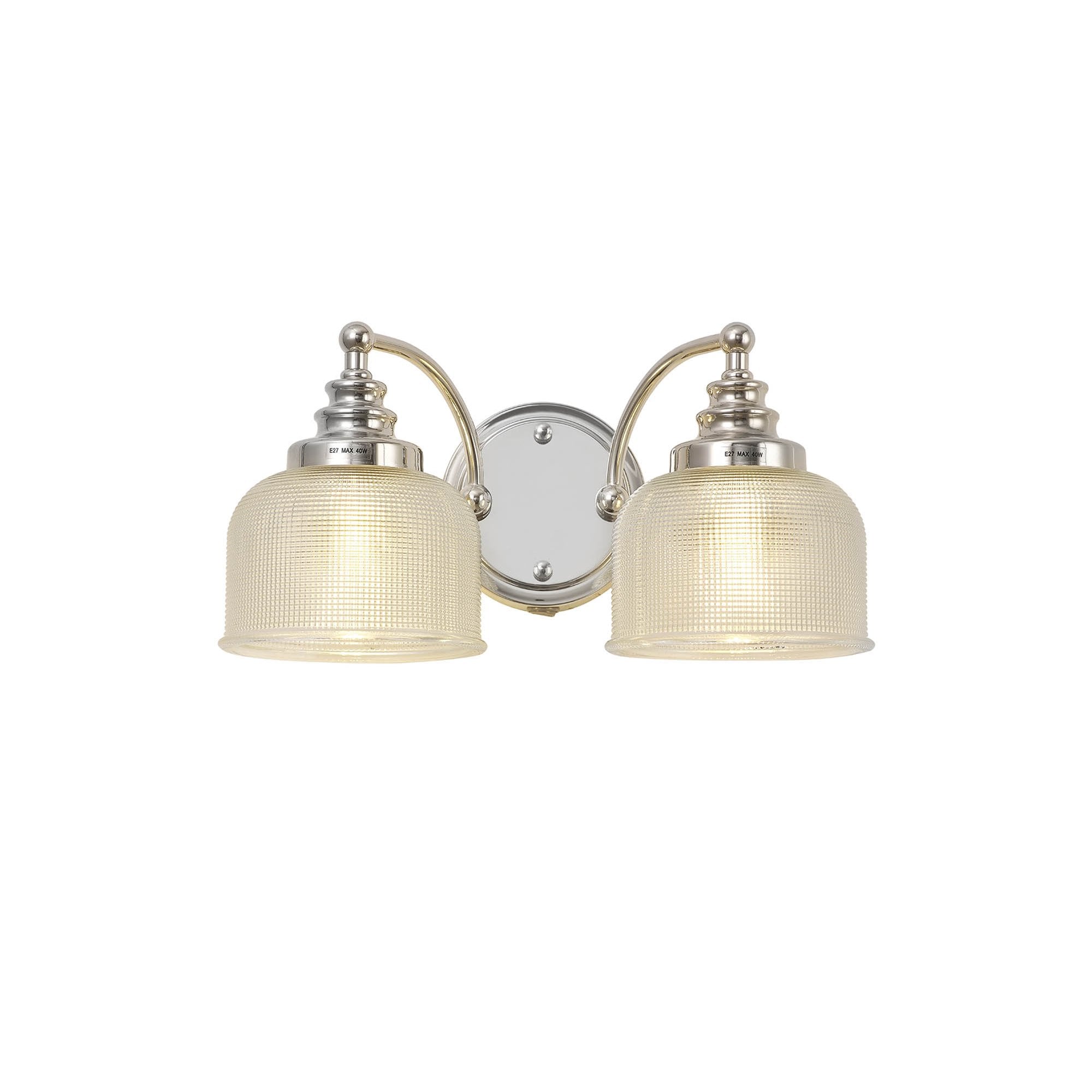 Fabula Maida 2 Light Wall Lamp - Polished Nickel & Prismatic Glass